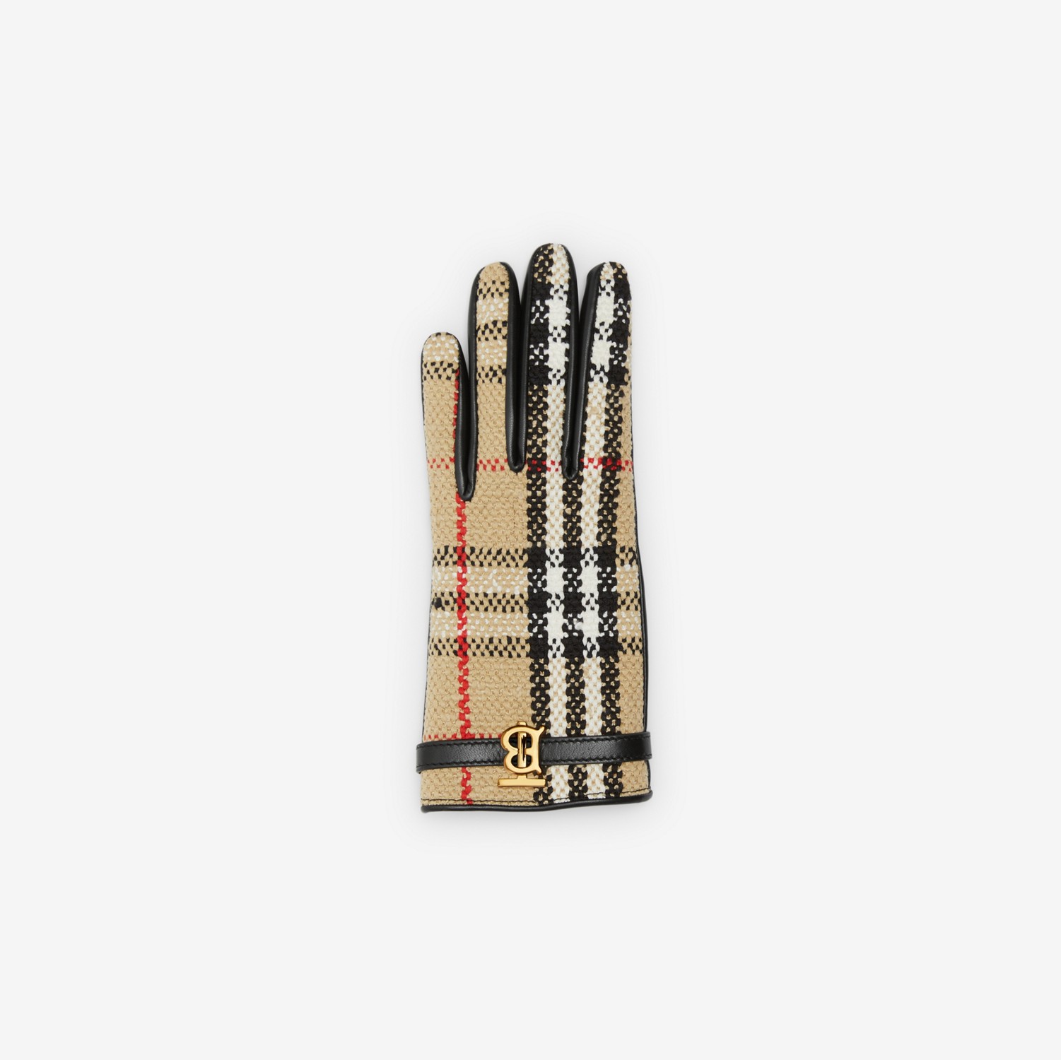 Vintage Check Bouclé and Leather Gloves