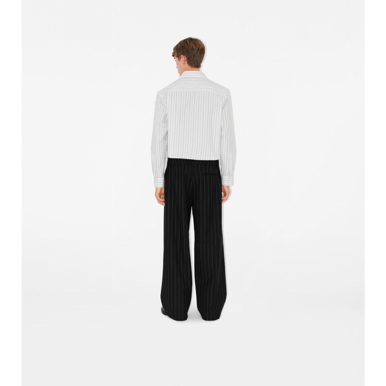 Pinstriped Wool Tailored Trousers