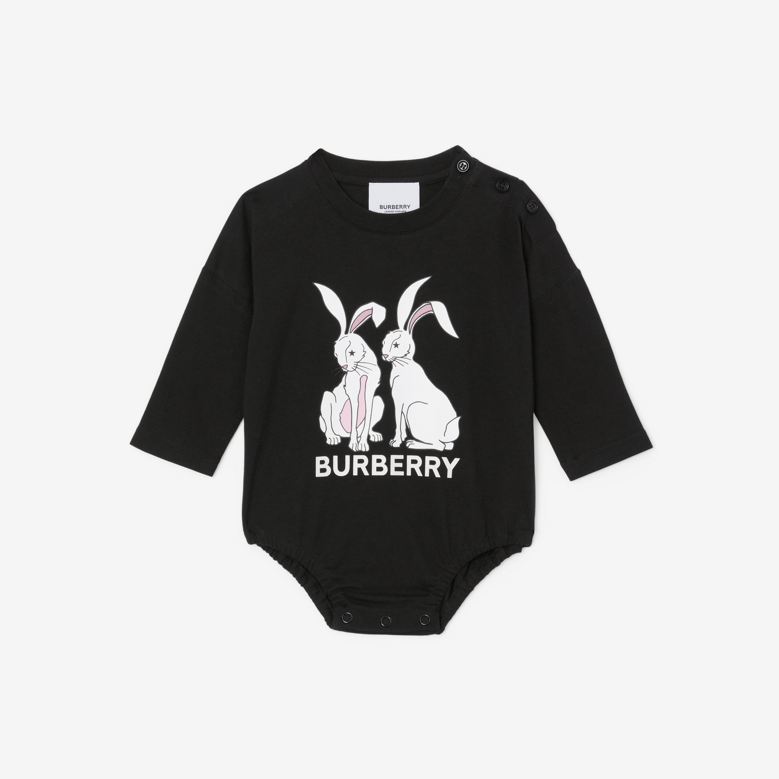 Rabbit Print Cotton Two-piece Baby Gift Set in White - Children | Burberry® Official - 2