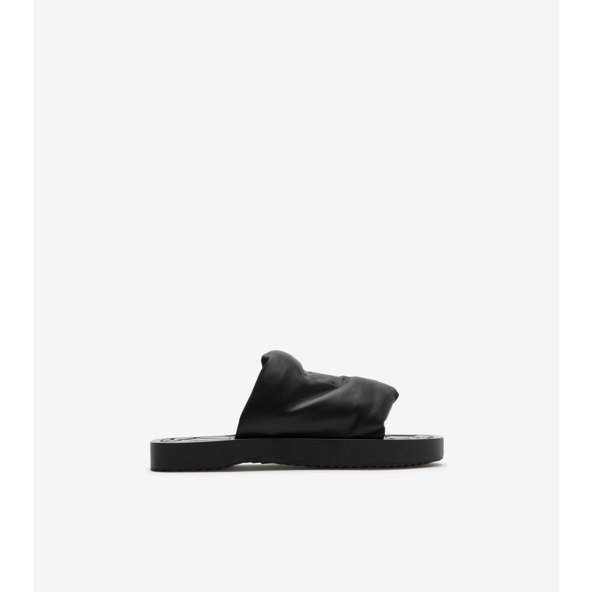 Burberry Ekd Slab Leather Slides In Black