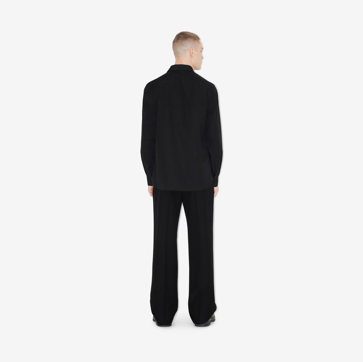 Camisa de algodão stretch com bordado EKD (Preto) - Homens | Burberry® oficial