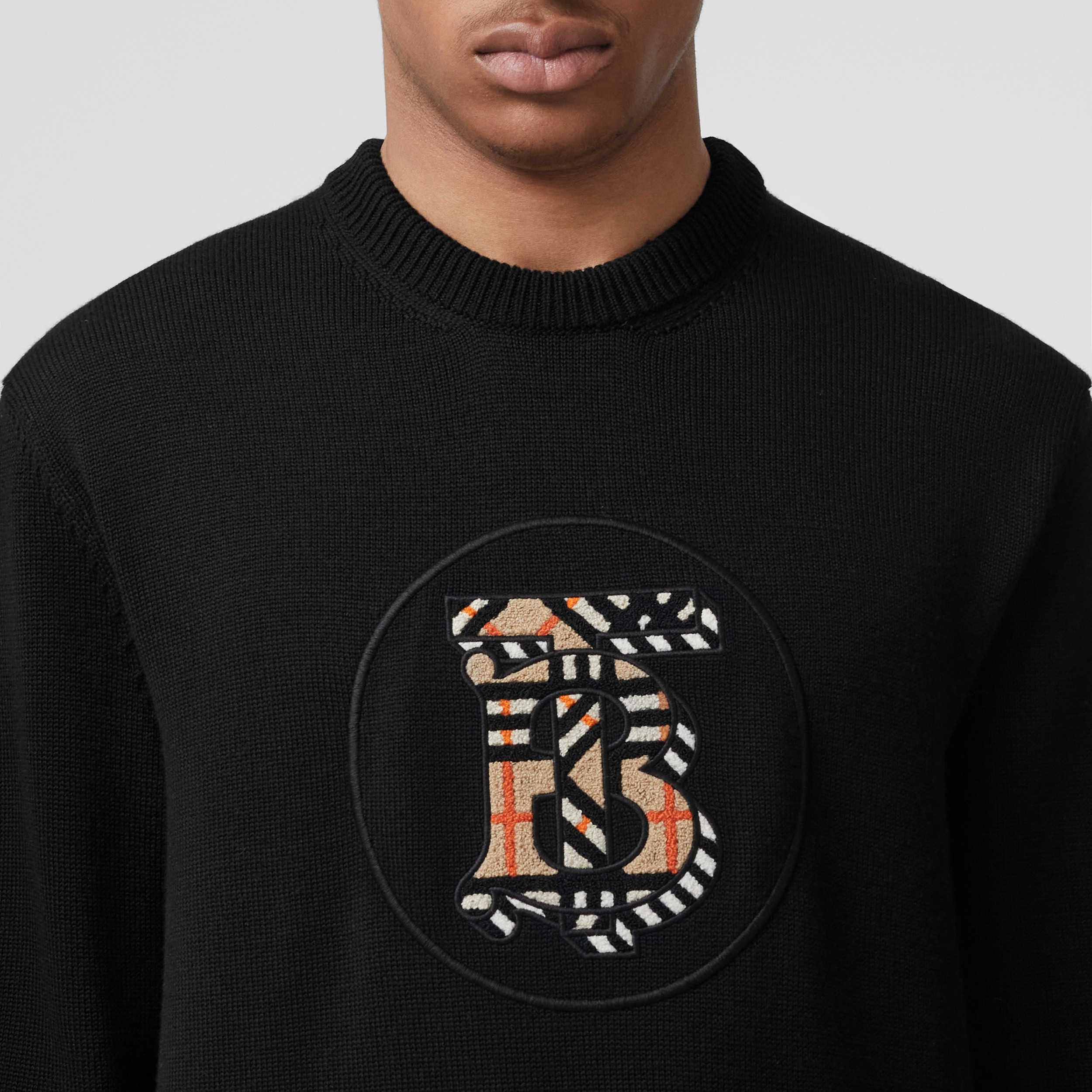 Suéter de lã com monograma (Preto) - Homens | Burberry® oficial - 2