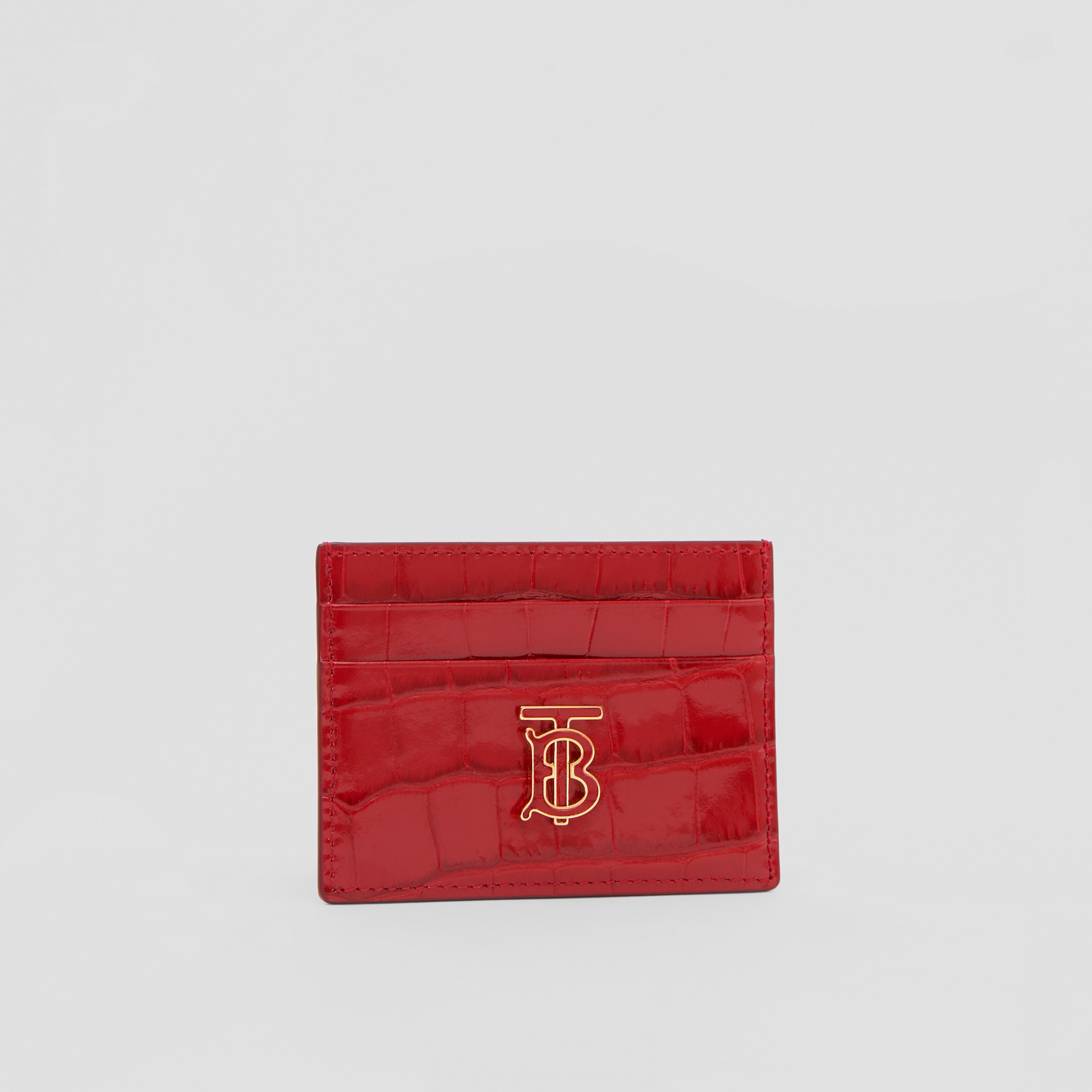 Embossed Leather TB Card Case in Dark Carmine - Women | Burberry® Official - 4