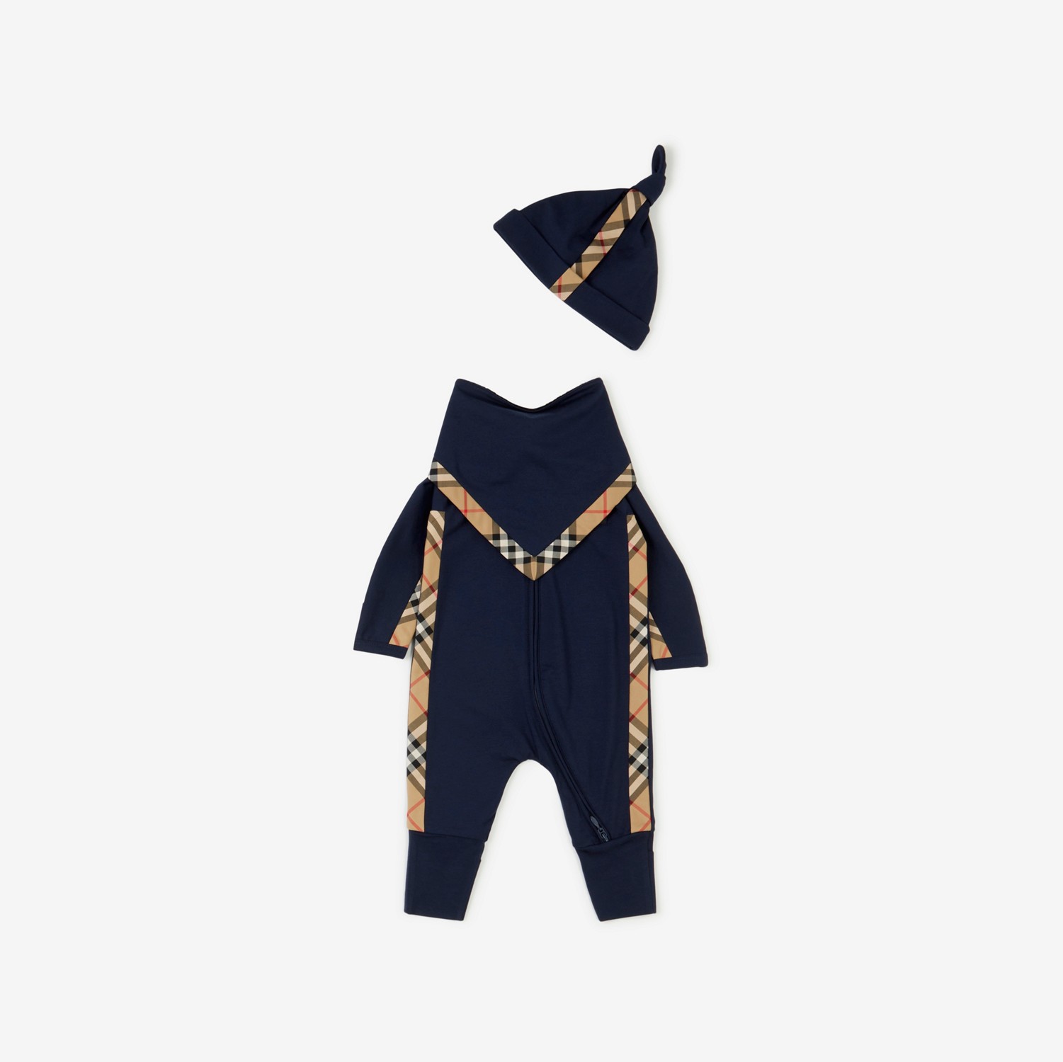 棉质混纺三件式婴儿礼品套装 (海军蓝) - 儿童 | Burberry® 博柏利官网