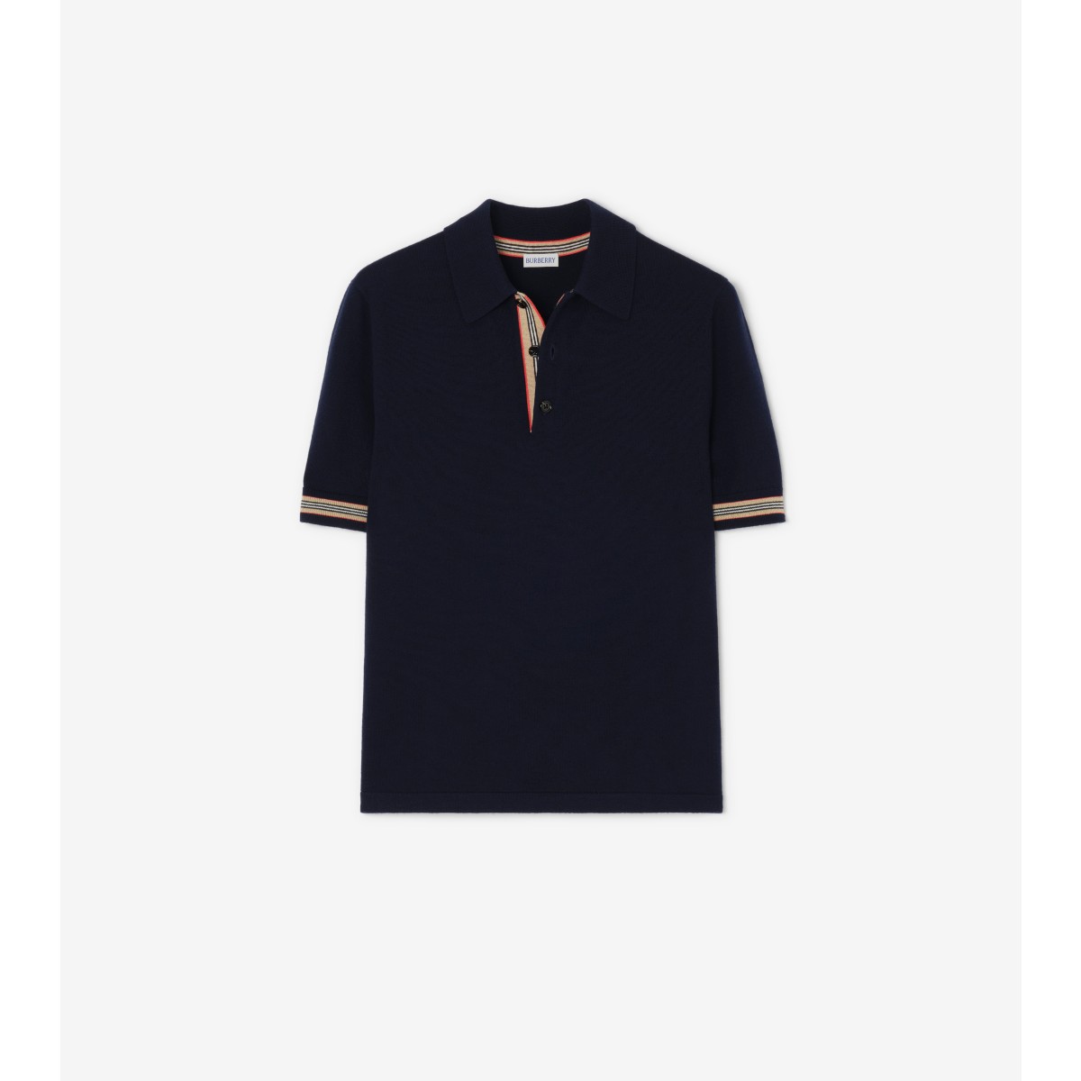  Stripe Icon Trim Wool Polo Shirt