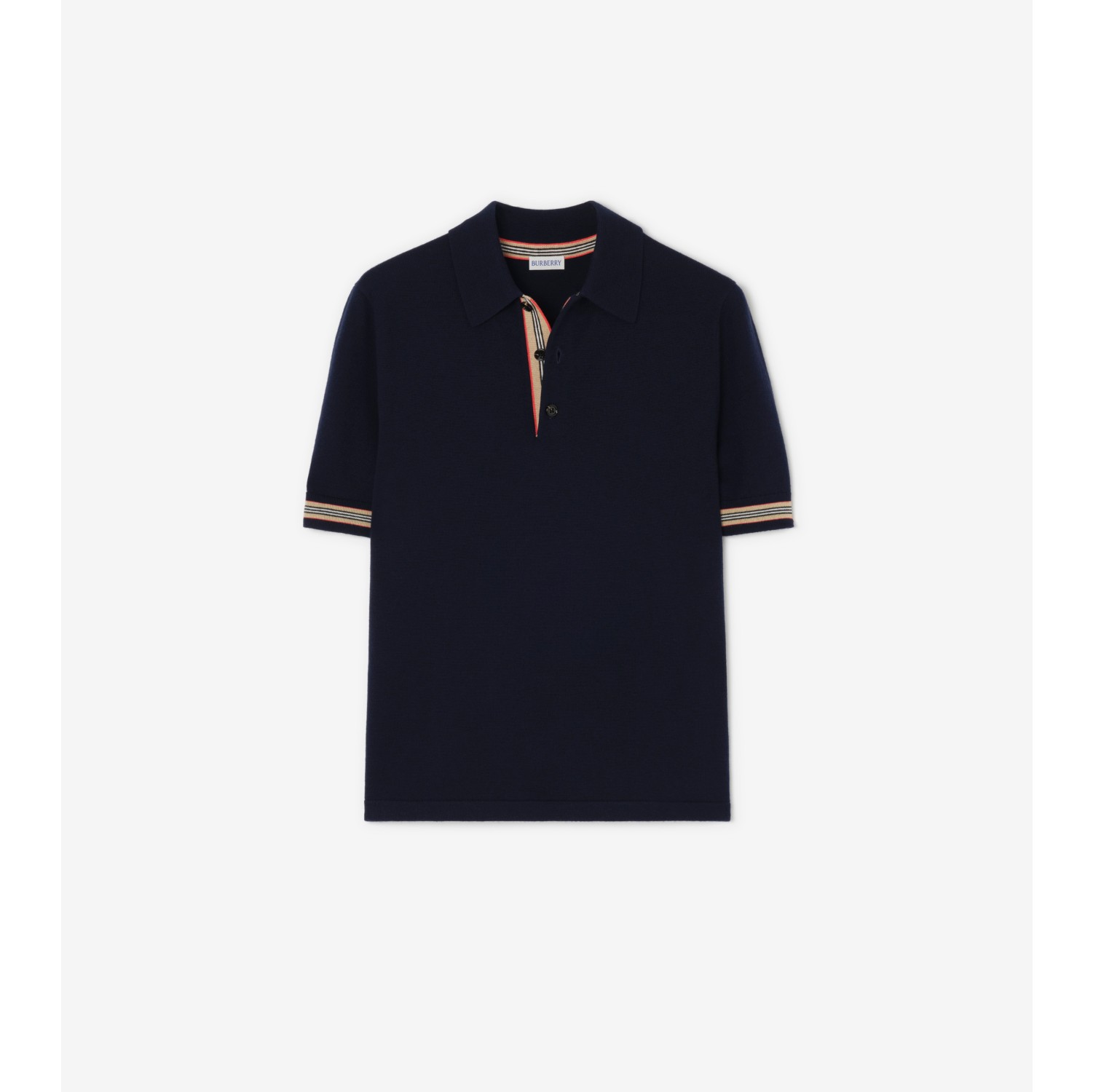 Icon Stripe Trim Wool Polo Shirt