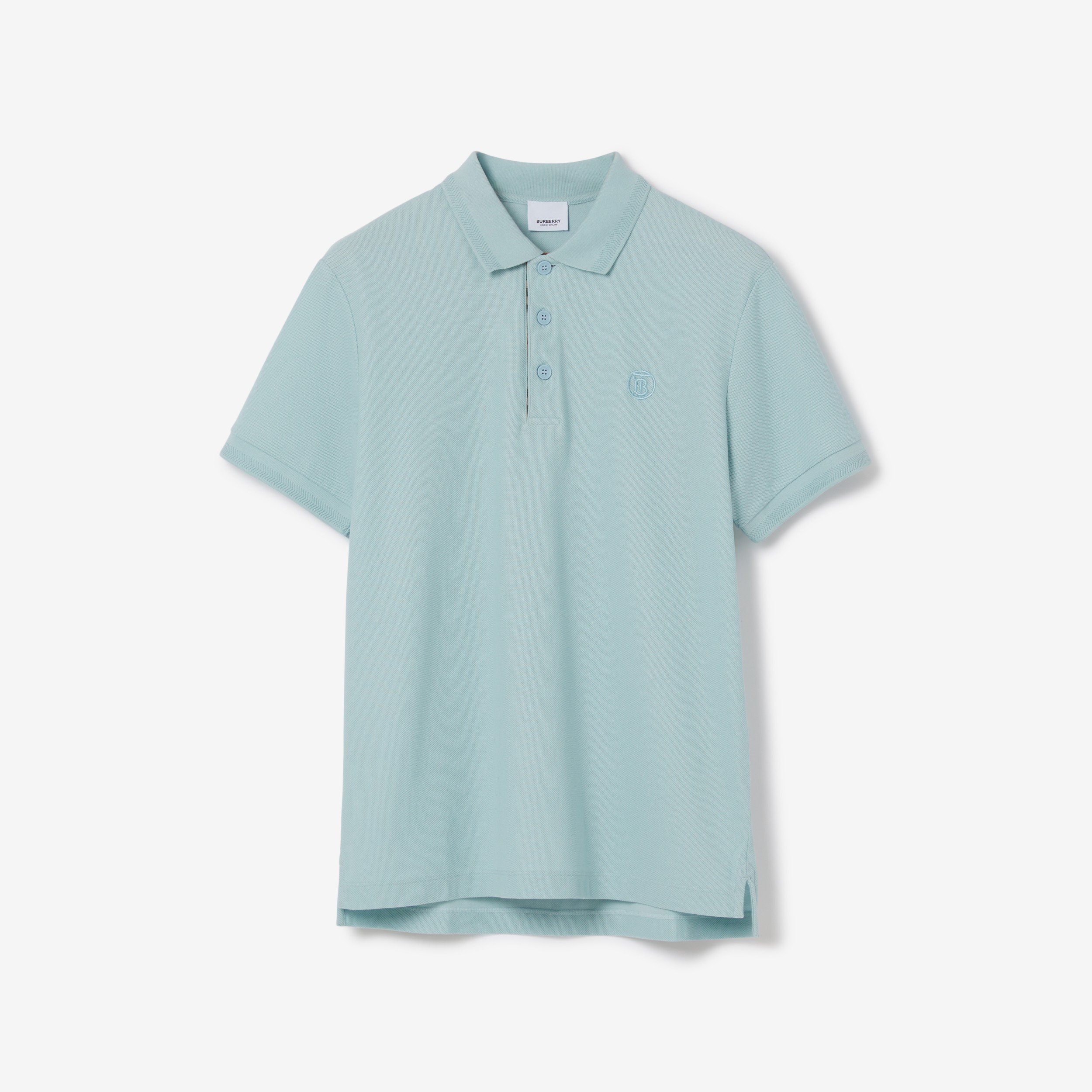 Monogram Motif Cotton Piqué Polo Shirt in Duck Egg Blue - Men | Burberry®  Official