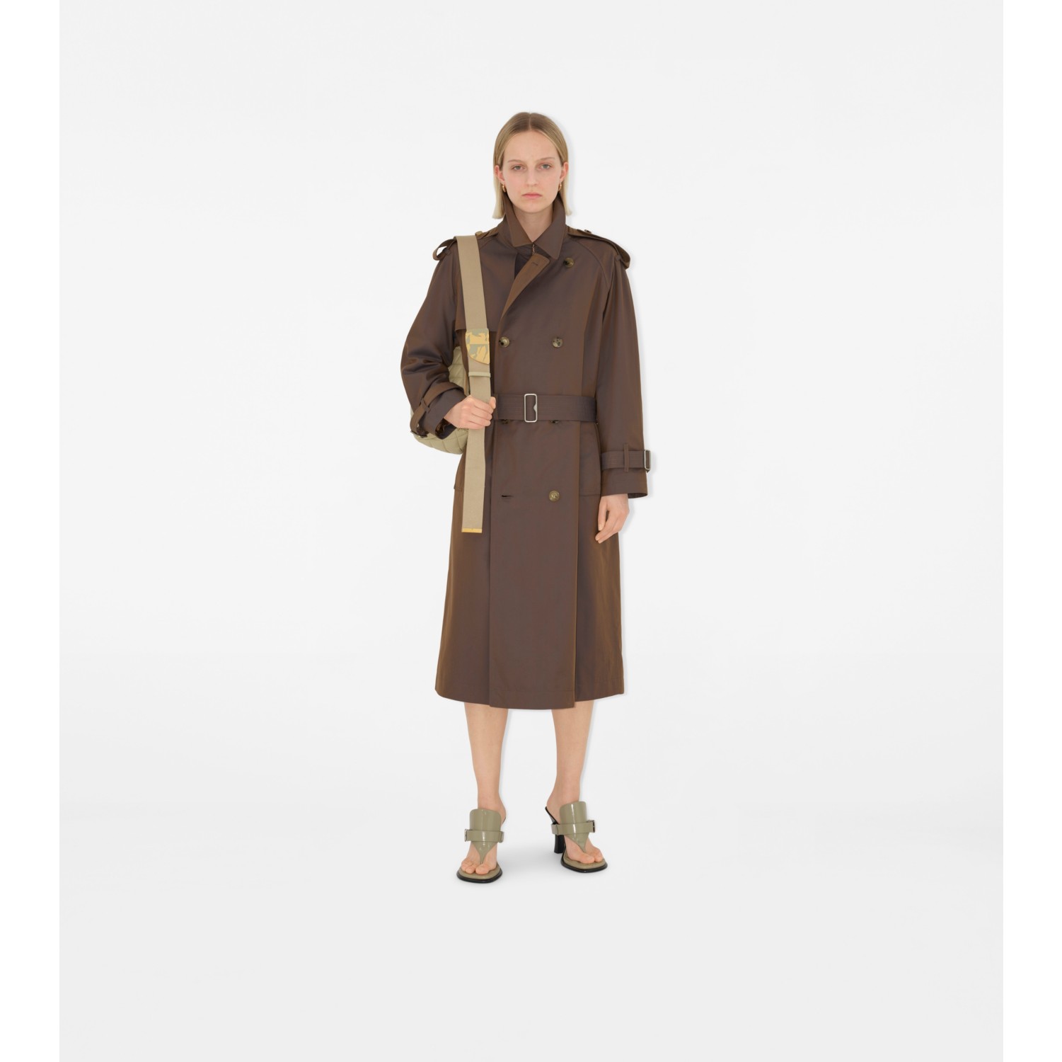 Long Gabardine Trench Coat in Dusk - Women, Cotton | Burberry 