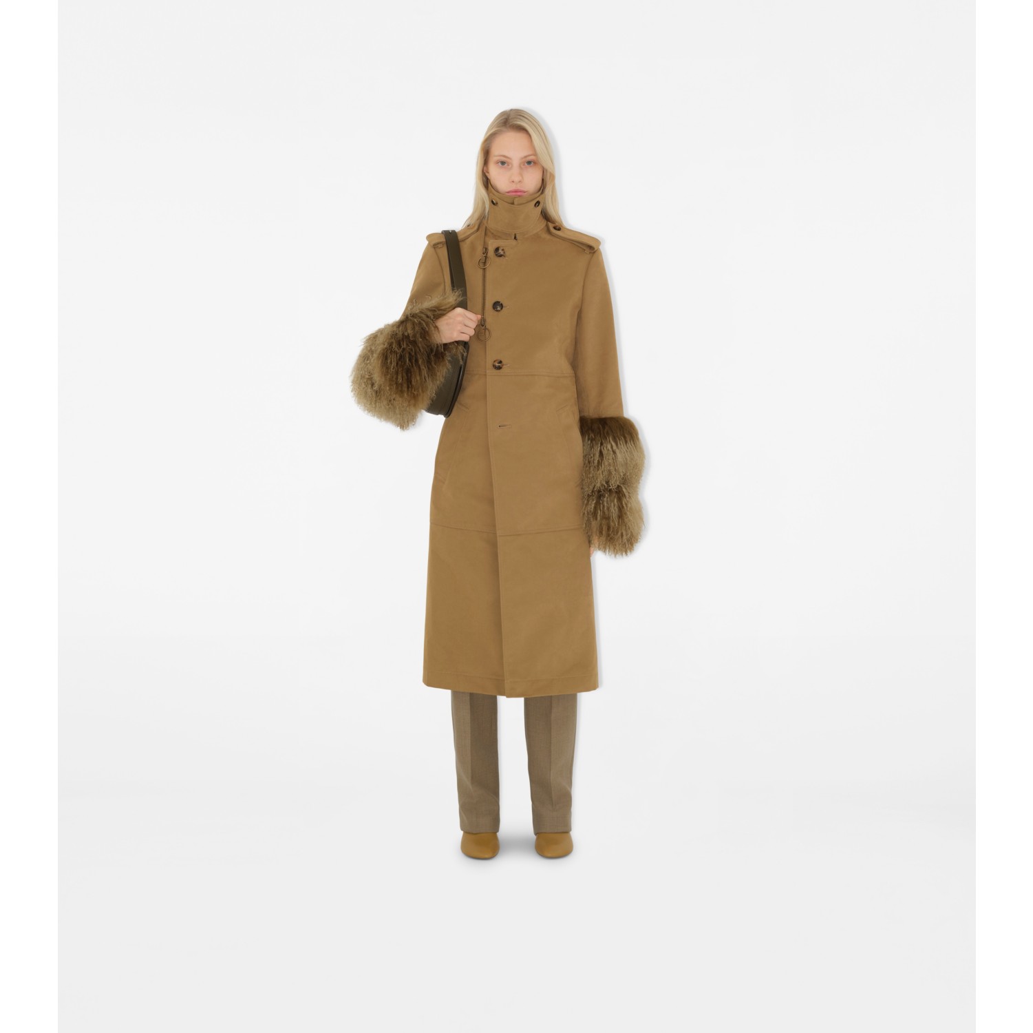 Langer Trenchcoat aus Baumwolle und Nylon