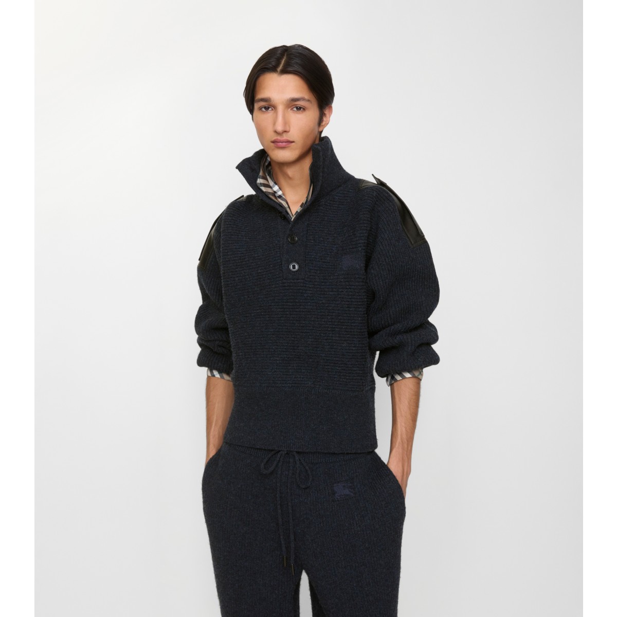  Embroidered Wool Half-button Sweater