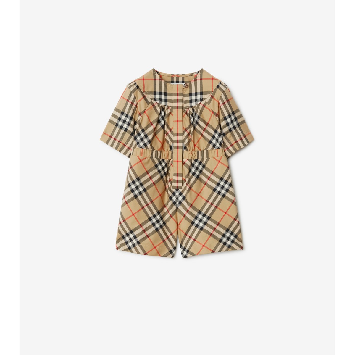 Burberry Checkered Cotton Twill Blouse In Archive Beige