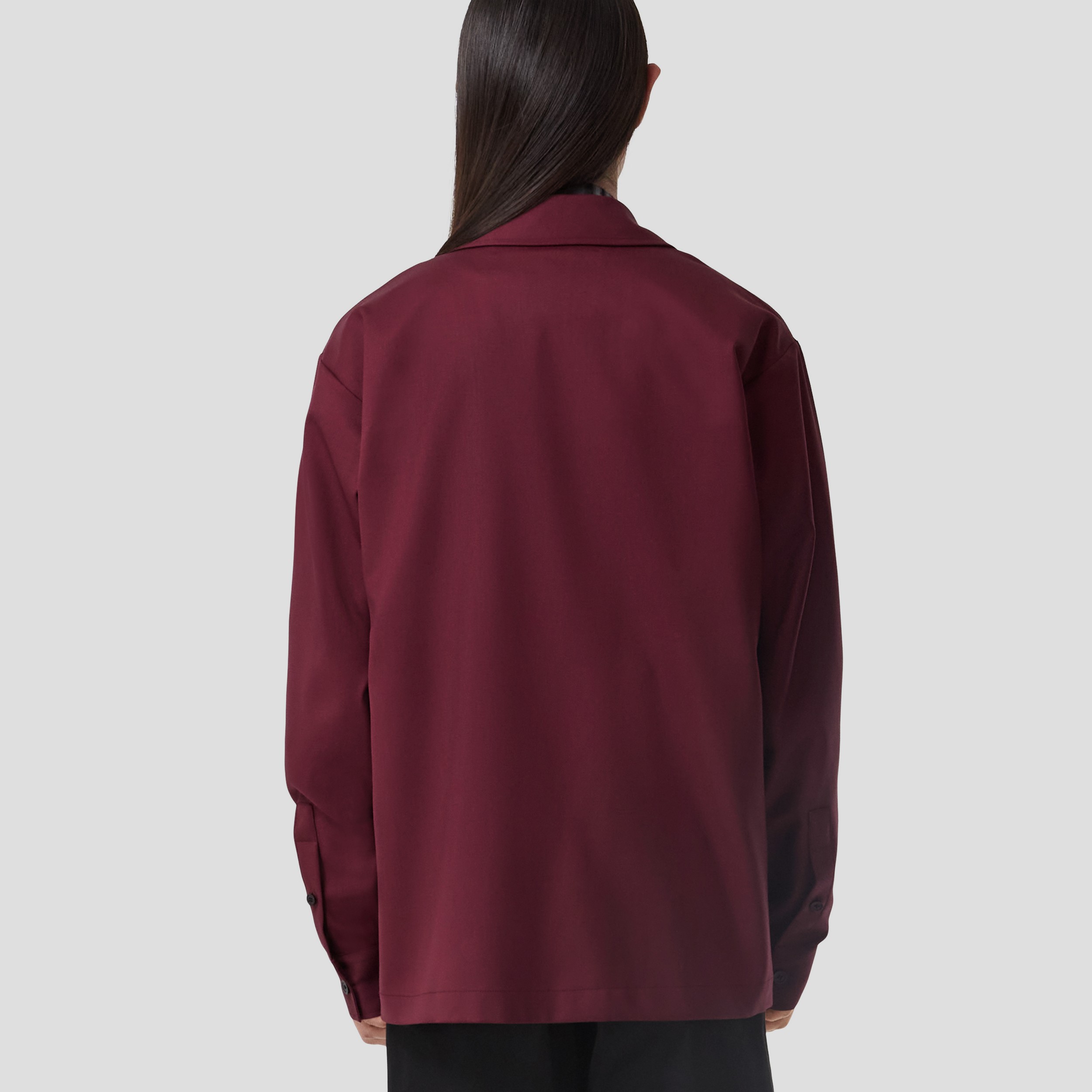 Logo Detail Wool Zip-front Shirt in Garnet - Men | Burberry® Official - 3