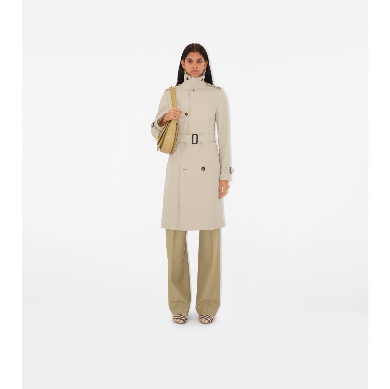 Mid-length Cotton Blend Trench Coat