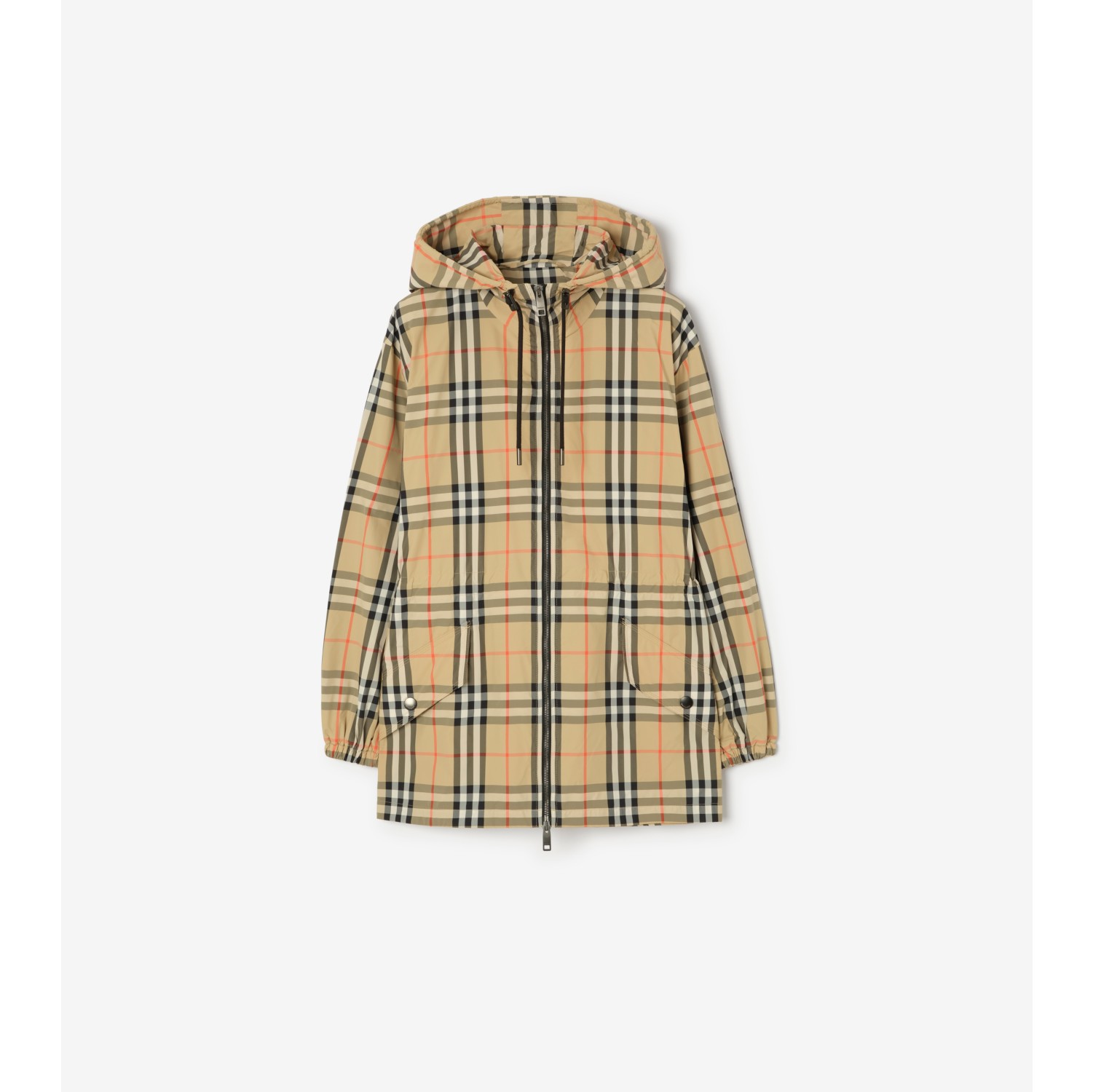 Check Nylon Hooded Jacket