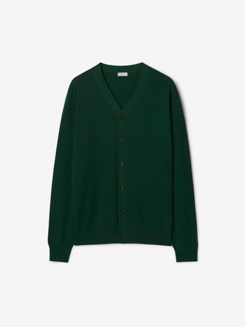 Burberry Wool V-neck Cardigan In Ivy