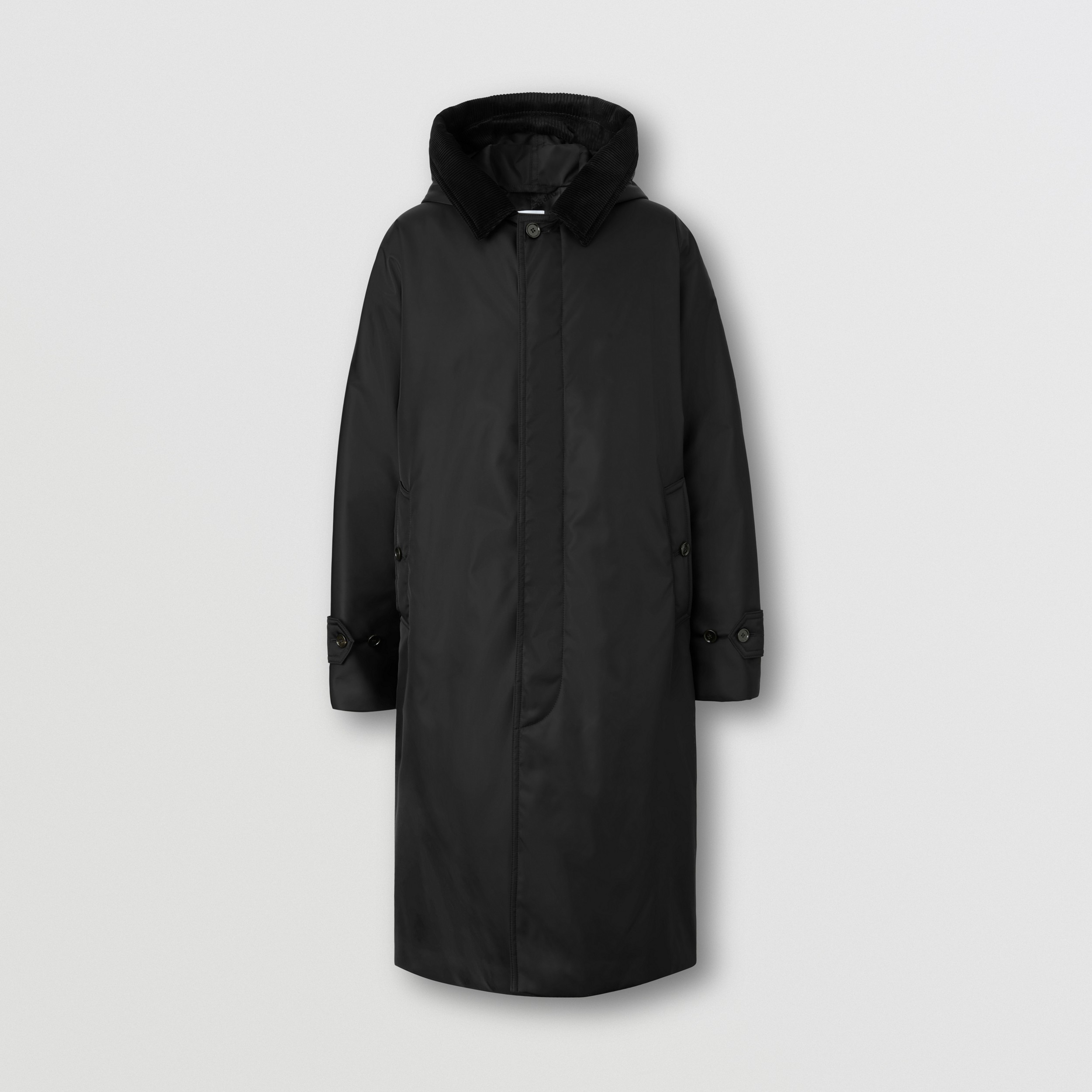 Corduroy Collar Nylon Twill Hooded Car Coat in Black - Men | Burberry® Official - 4