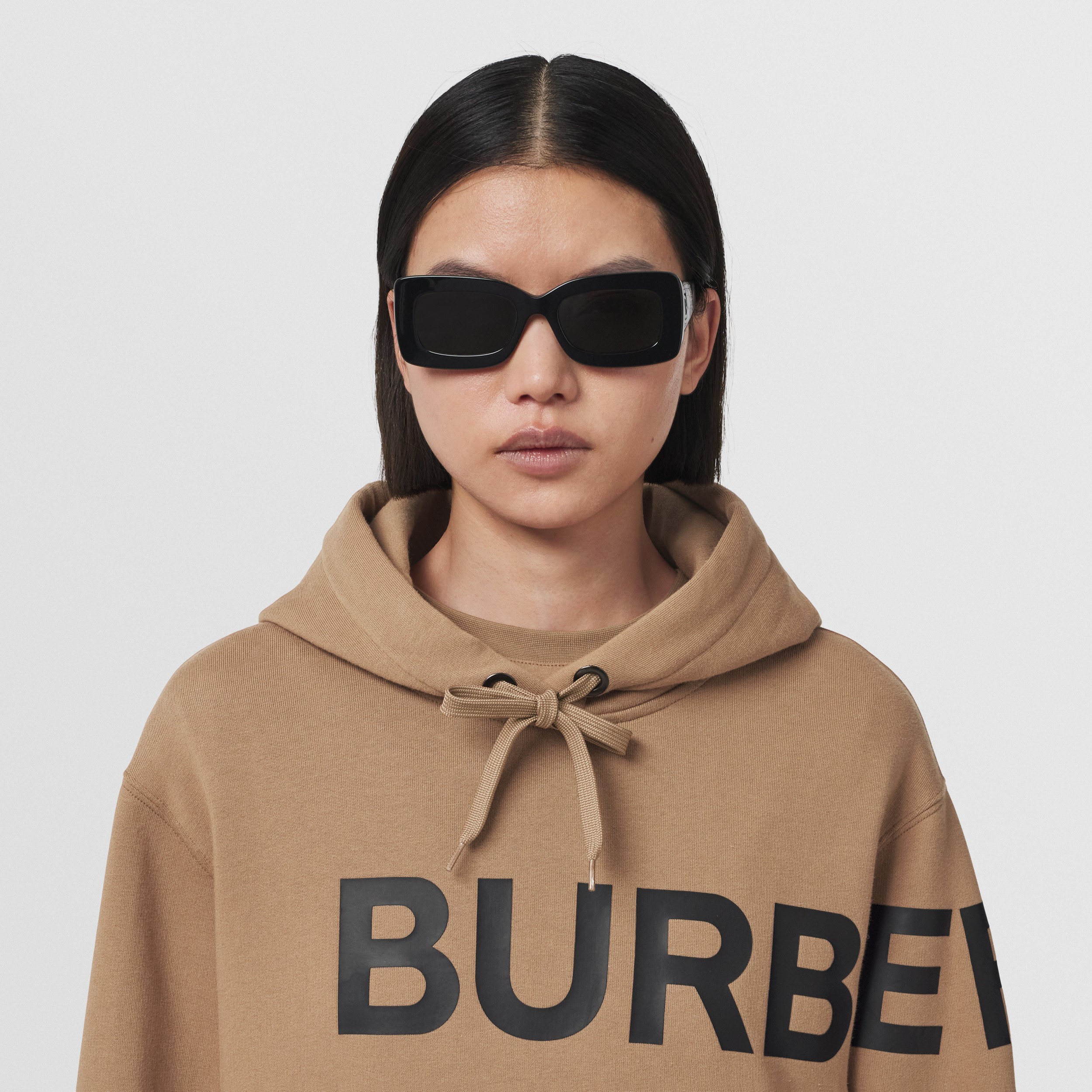 Horseferry Print Cotton Hoodie in Camel - Women | Burberry® Official - 2