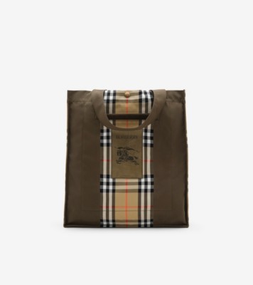 BURBERRY　26.5㎝　ブラウン チェック トレンチトート​ (ミリタリーグリーン／サンドベージュ