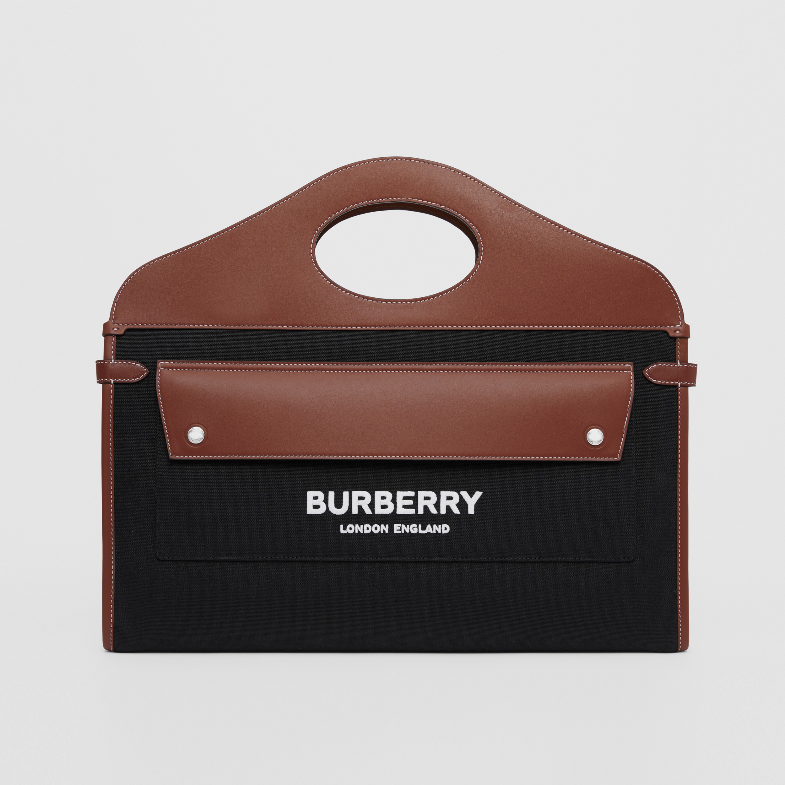 Pocket Bag aus Canvas in Zweitonoptik mit Decken-Halterfunktion (Schwarz/hellbraun) - Damen | Burberry® - 1