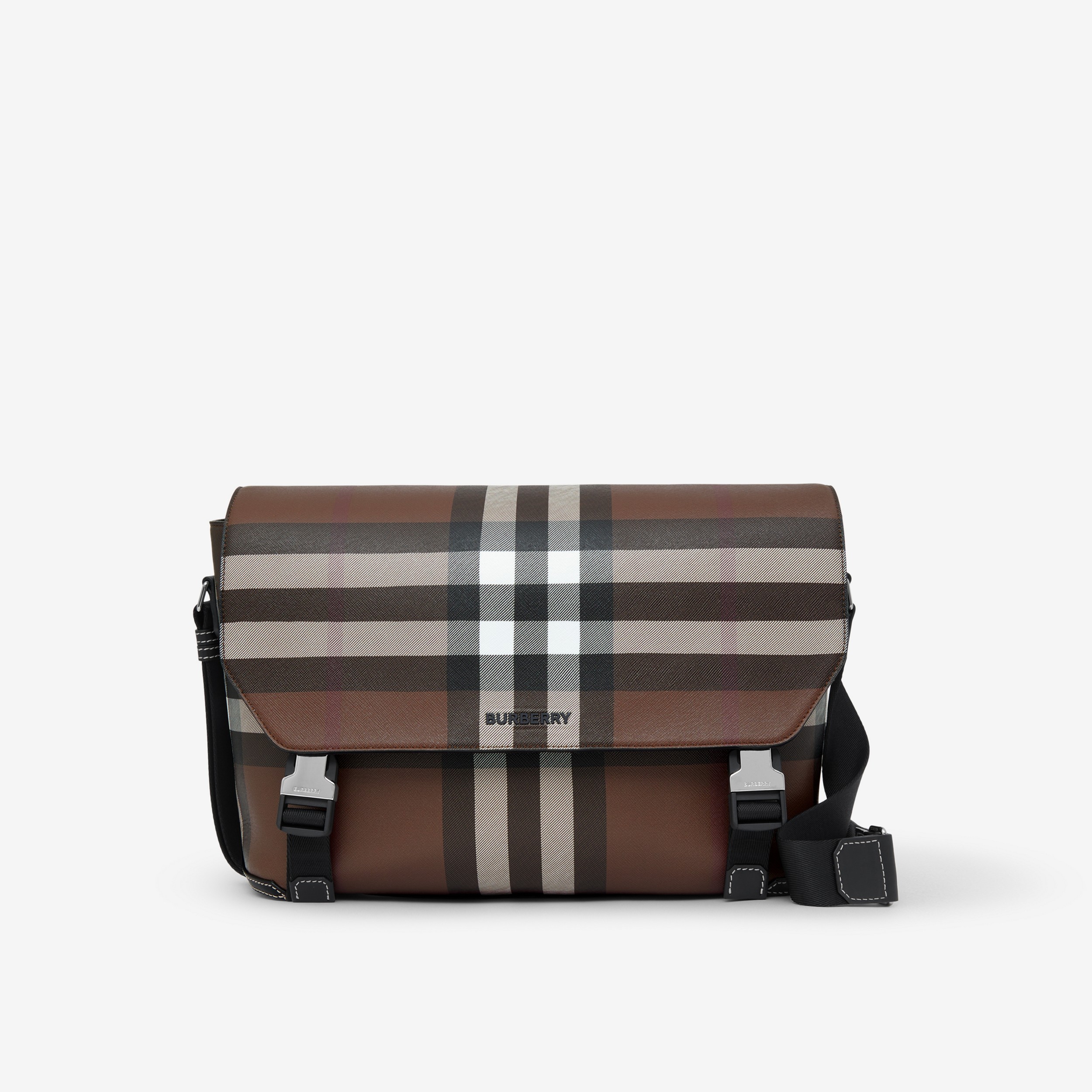 Grand sac Messenger Wright Exaggerated Check (Bouleau Brun Sombre) - Homme | Site officiel Burberry® - 1