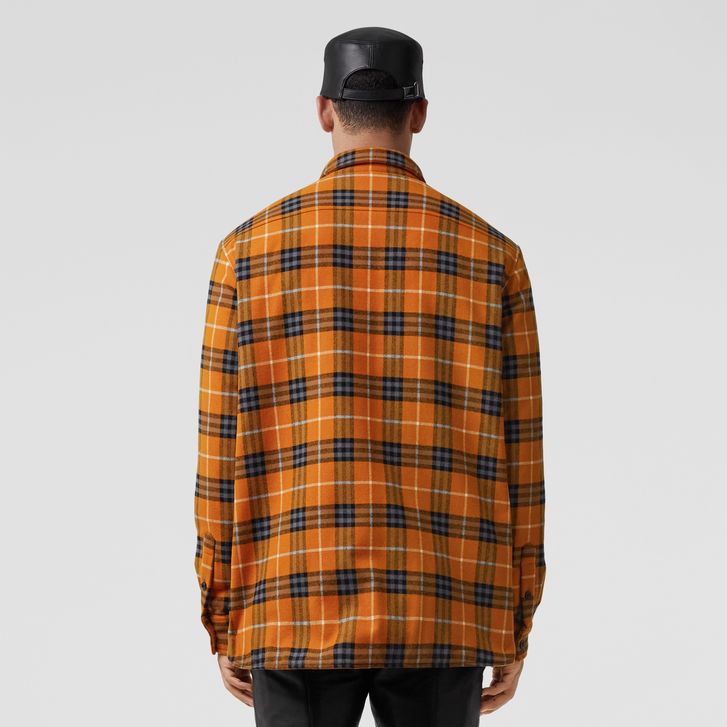 Camisa overshirt de flanela de algodão e lã xadrez (Gengibre Escuro) - Homens | Burberry® oficial - 3