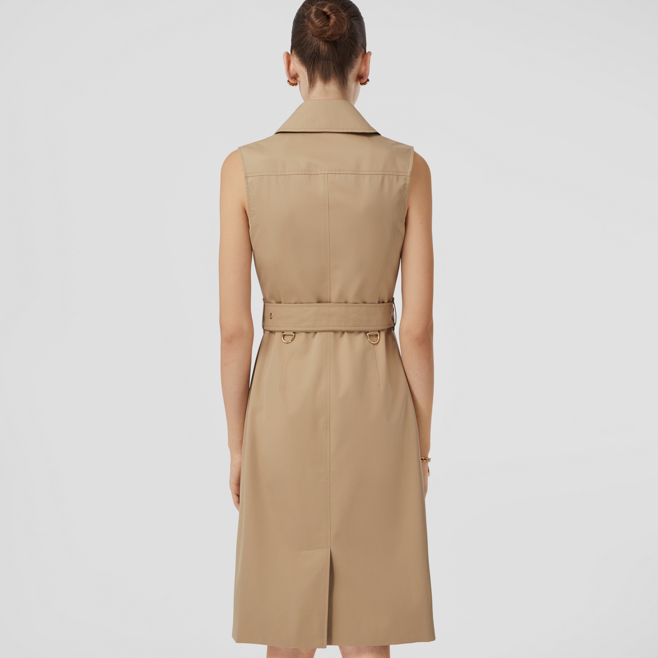 Vestido trench sin mangas en algodón de gabardina (Miel) - Mujer | Burberry® oficial - 3