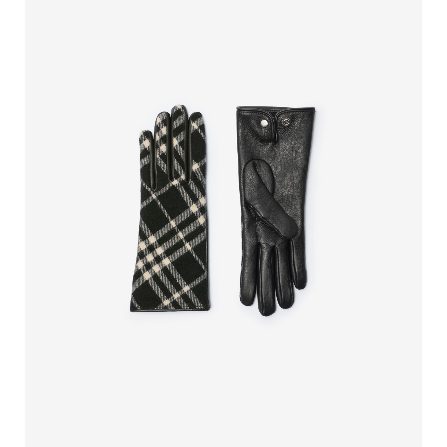 Check Wool Cashmere Gloves