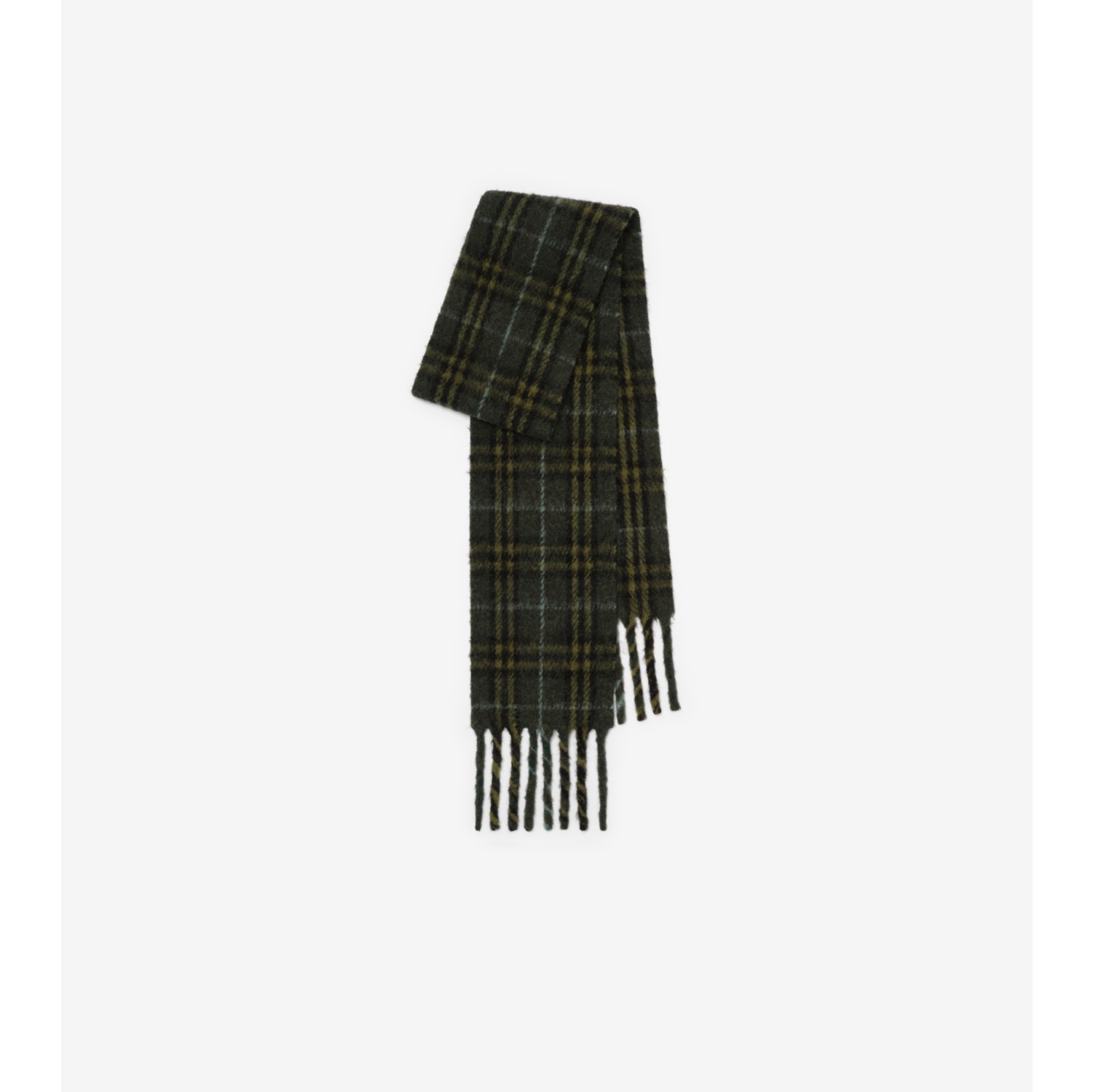 Narrow Check Alpaca Wool Blend Scarf