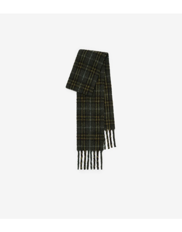 Narrow Check Alpaca Wool Blend Scarf