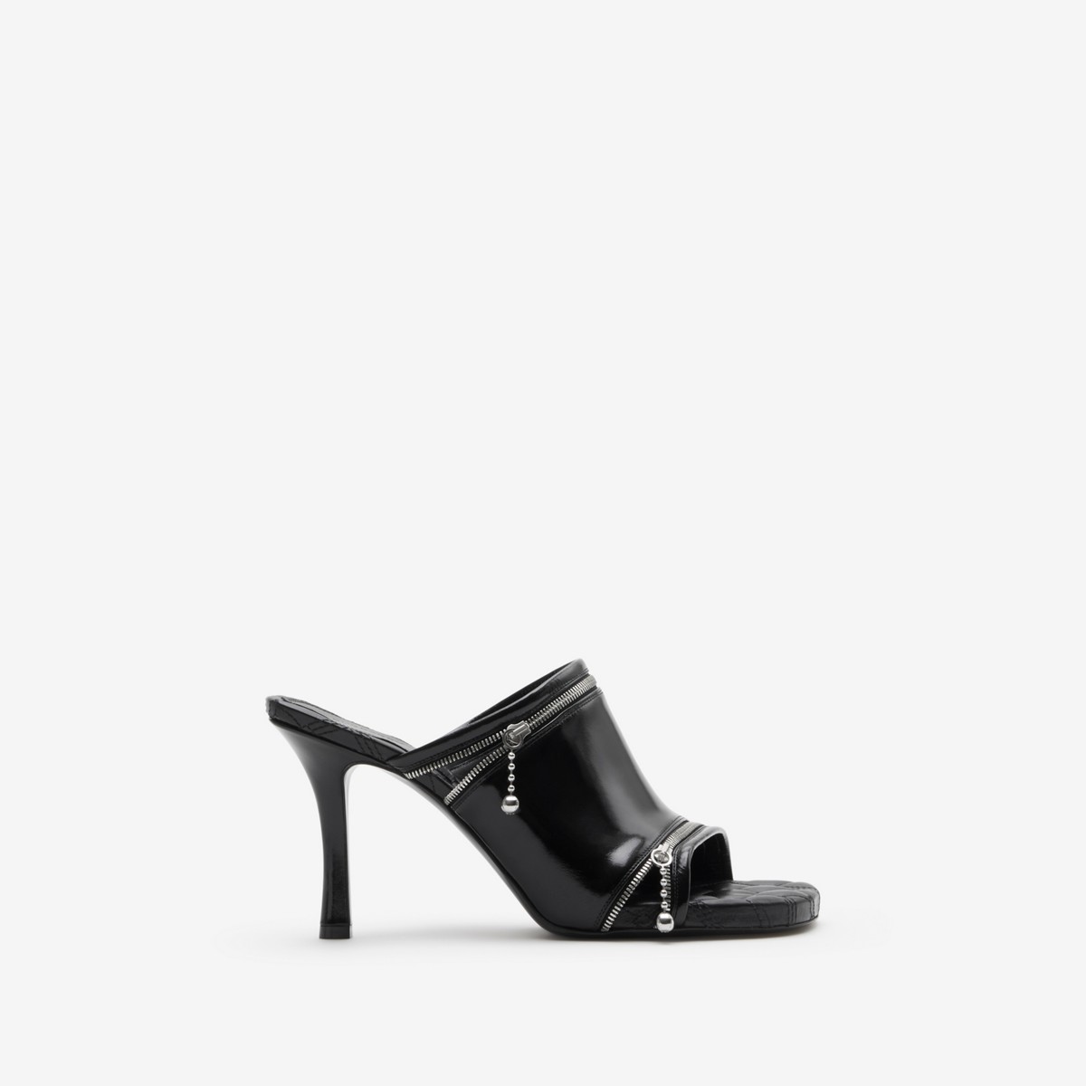 Shop Burberry Leather Peep Sandals In Black