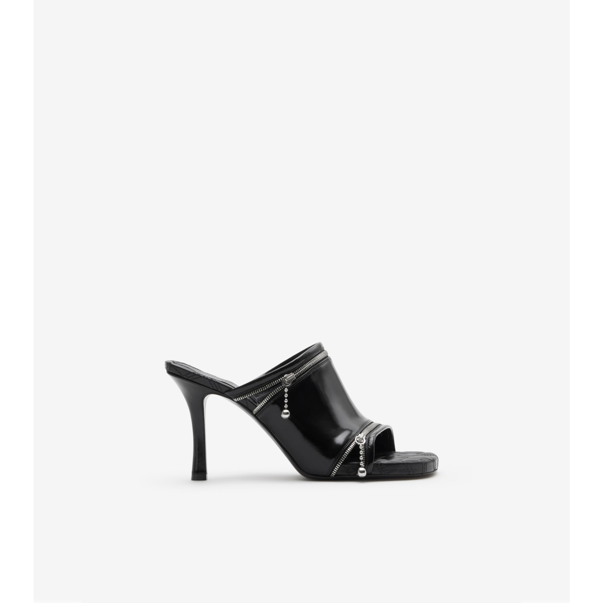 Shop Burberry Leather Peep Sandals In Black