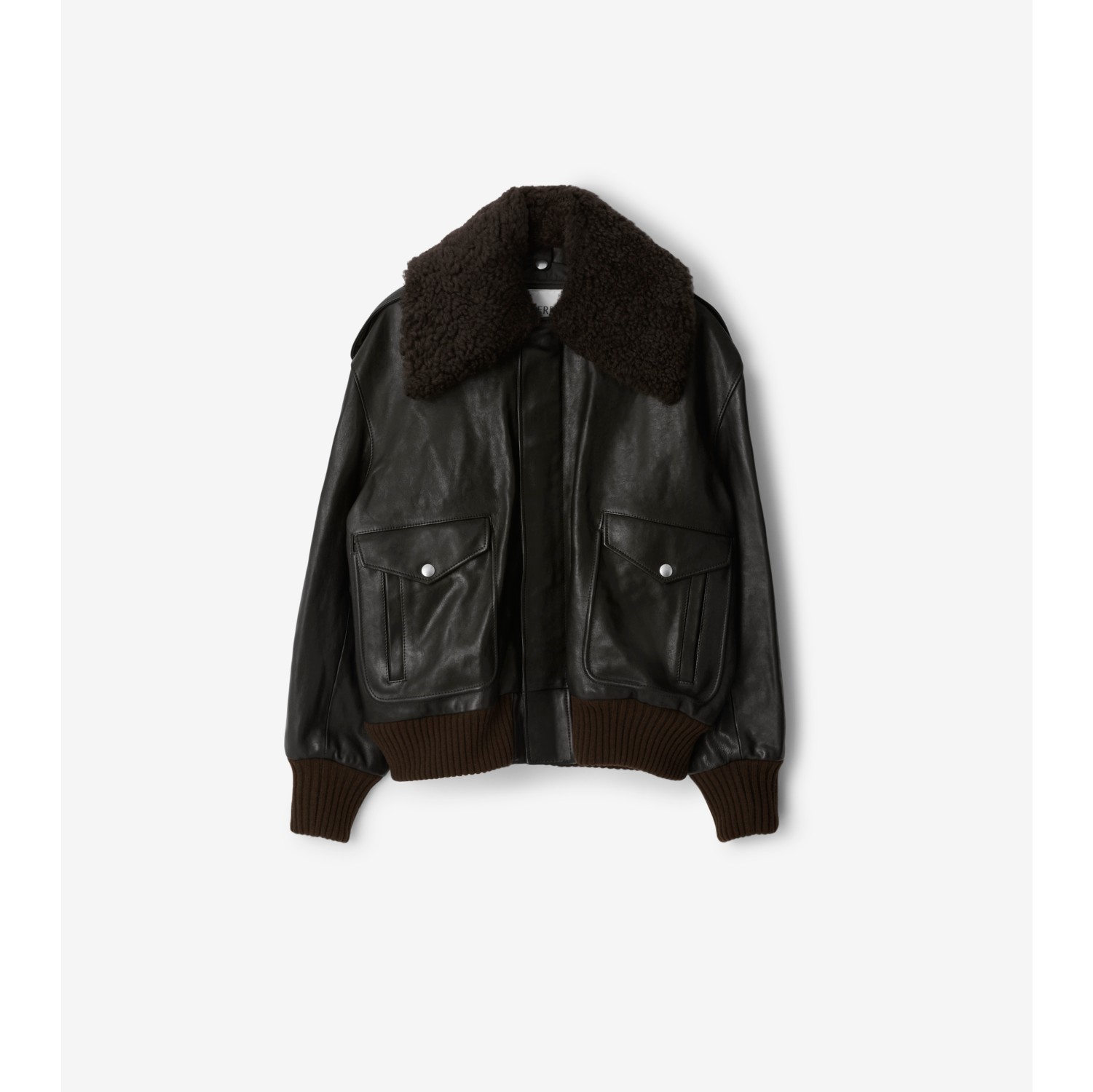 Burberry Men's Shearling-Collar Leather Aviator Jacket