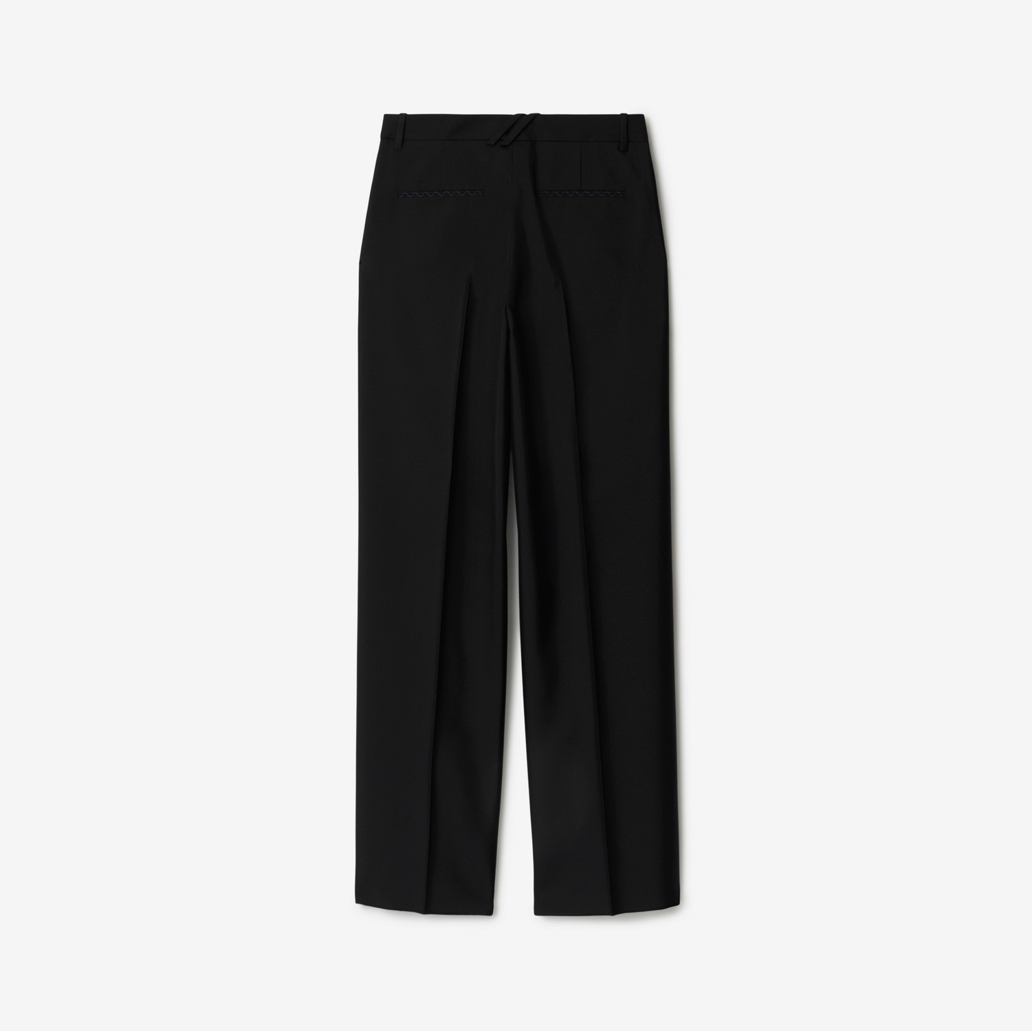 Wool Silk Tailored Trousers in Black