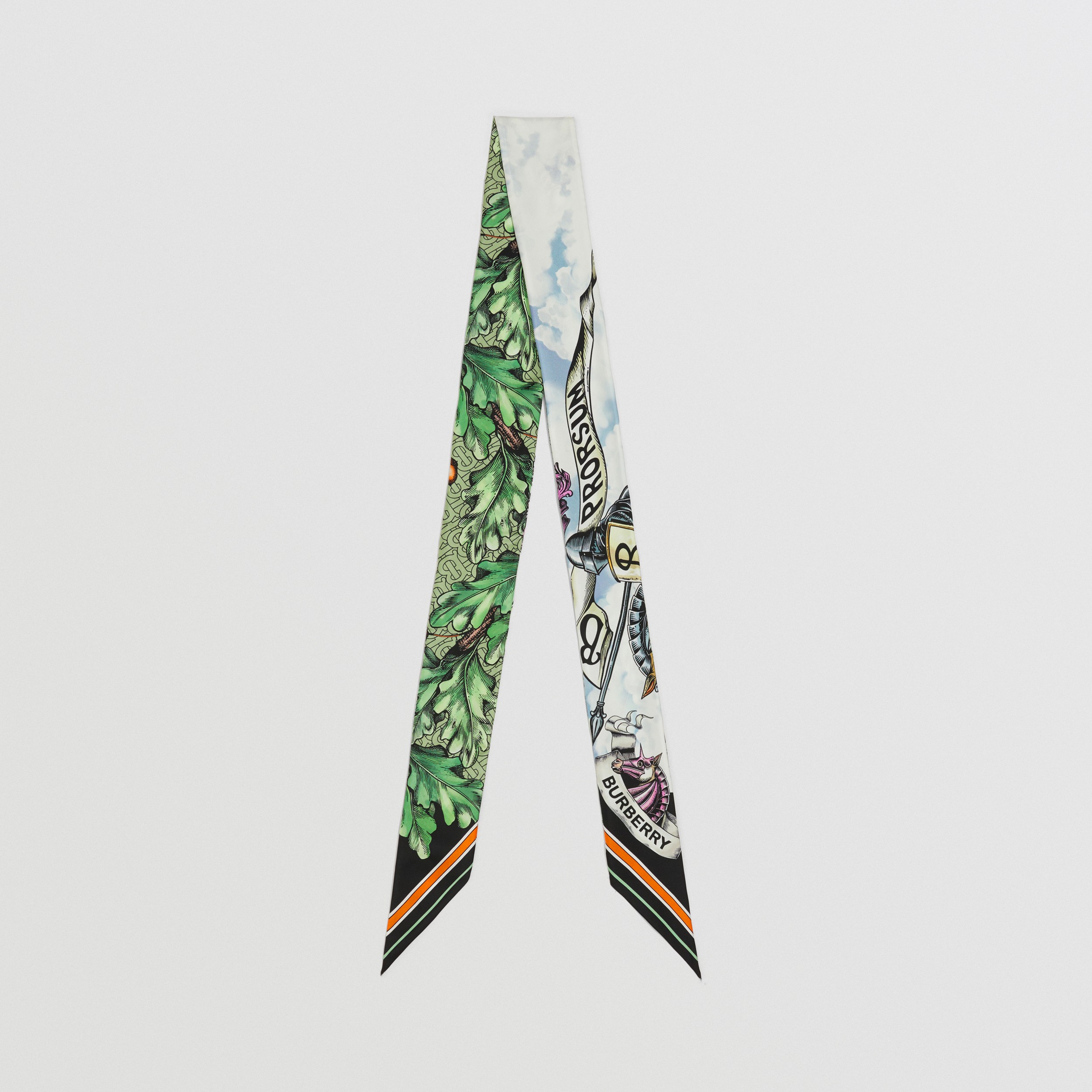 EKD and Monogram Print Silk Skinny Scarf in Multicolour - Women | Burberry® Official - 1