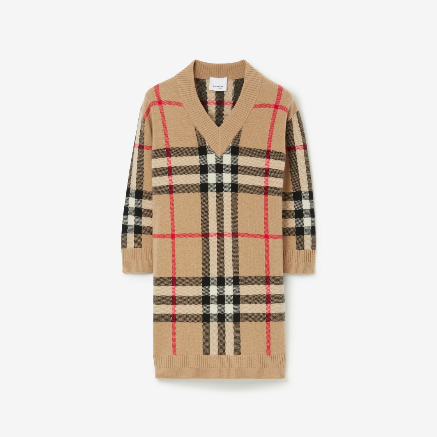 Robe pull en laine et cachemire Check (Beige D'archive) | Site officiel Burberry®