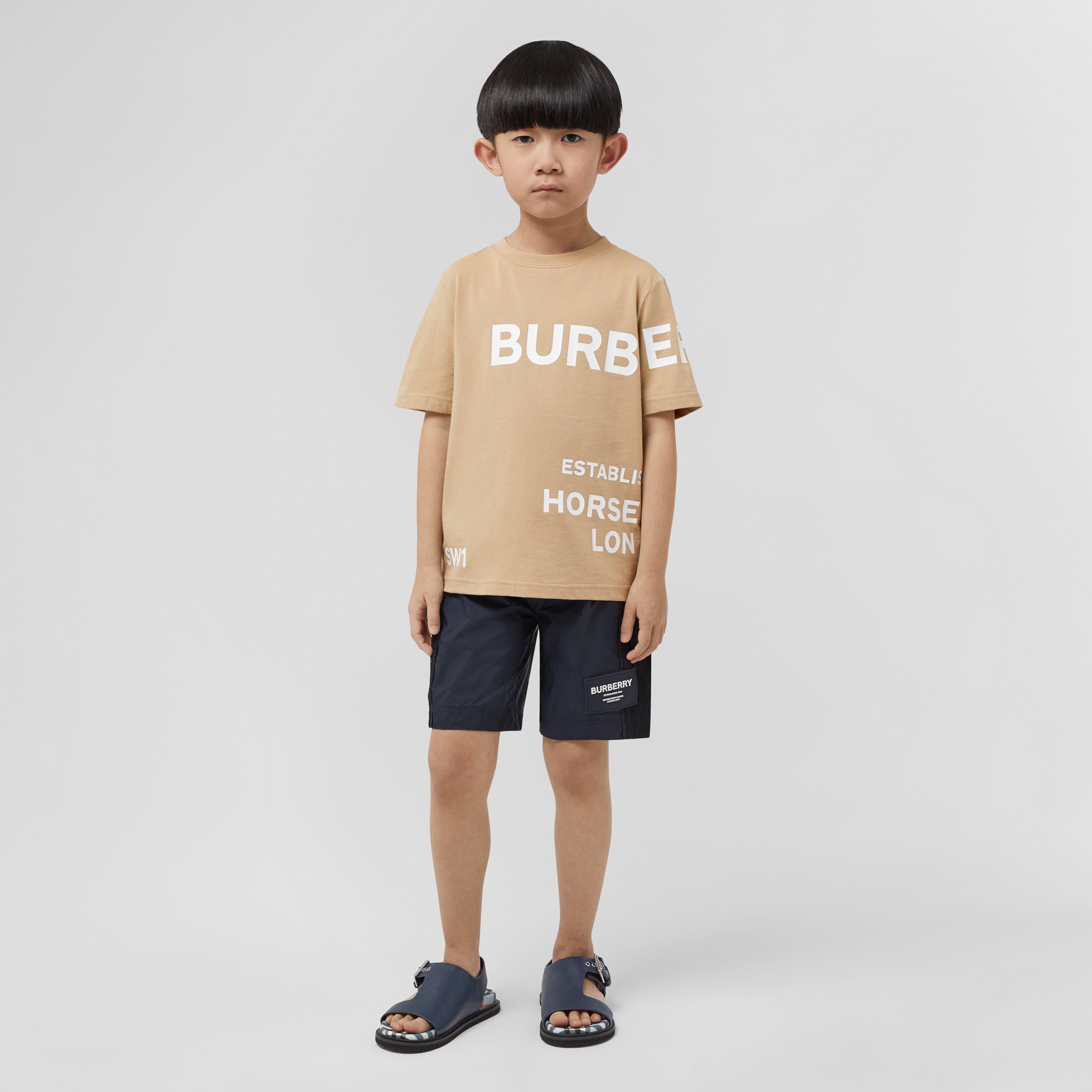 Horseferry Print Cotton T-shirt in Archive Beige | Burberry® Official - 4