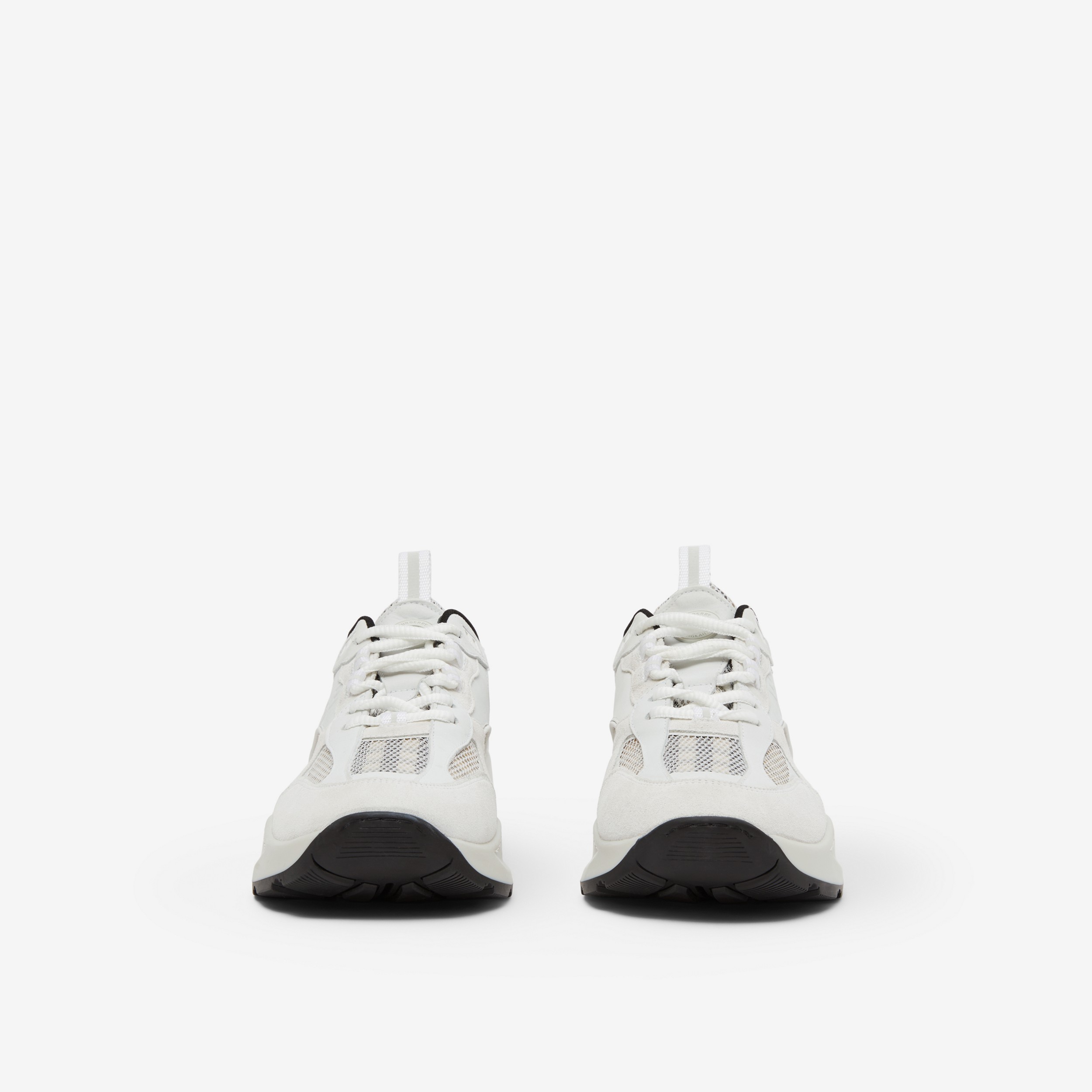 Sneakers en cuir, cuir velours et mesh Check à logo (Beige D'archive/blanc) - Femme | Site officiel Burberry® - 2