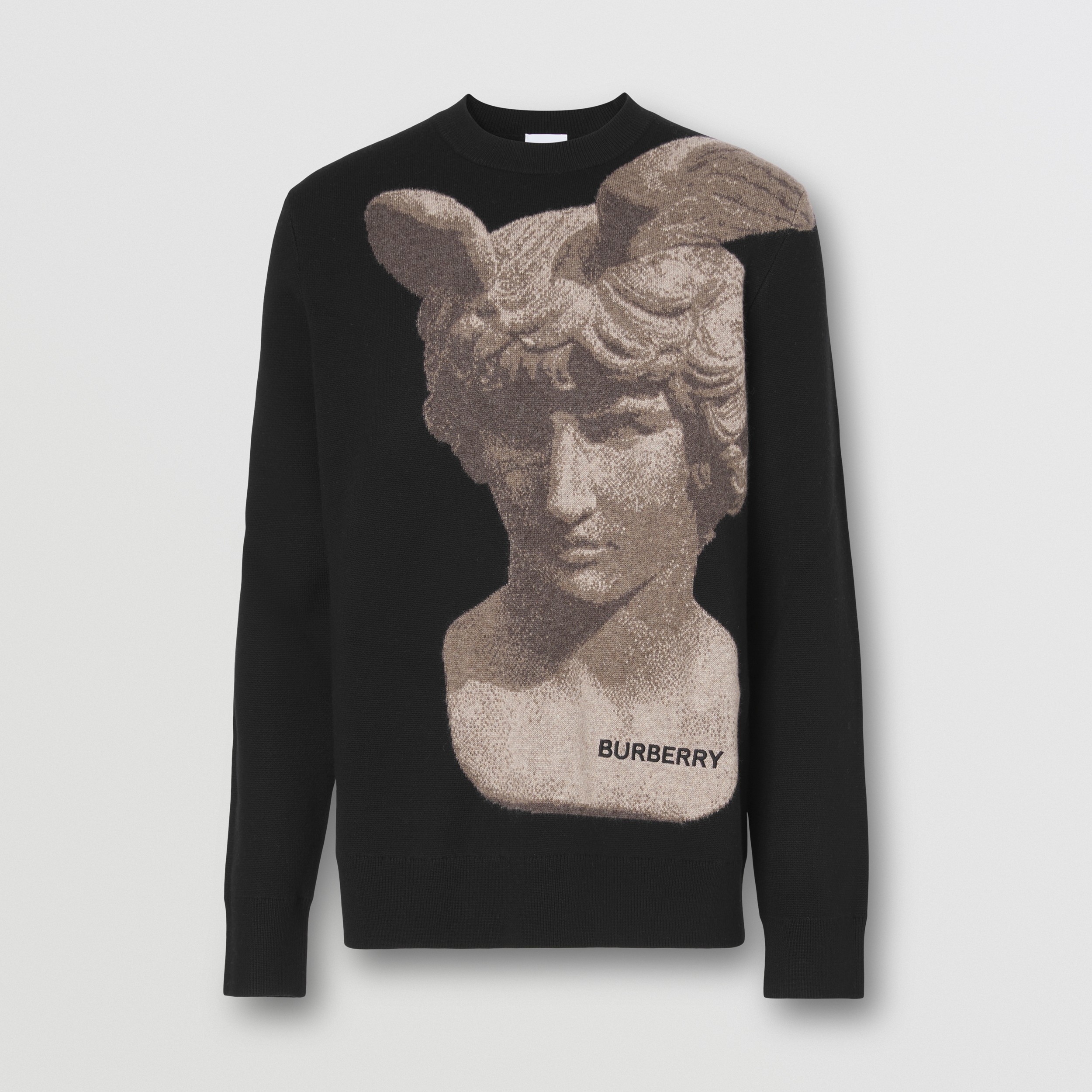 Statue Print Wool Cashmere Jacquard Sweater in Grey - Men | Burberry® Official - 4