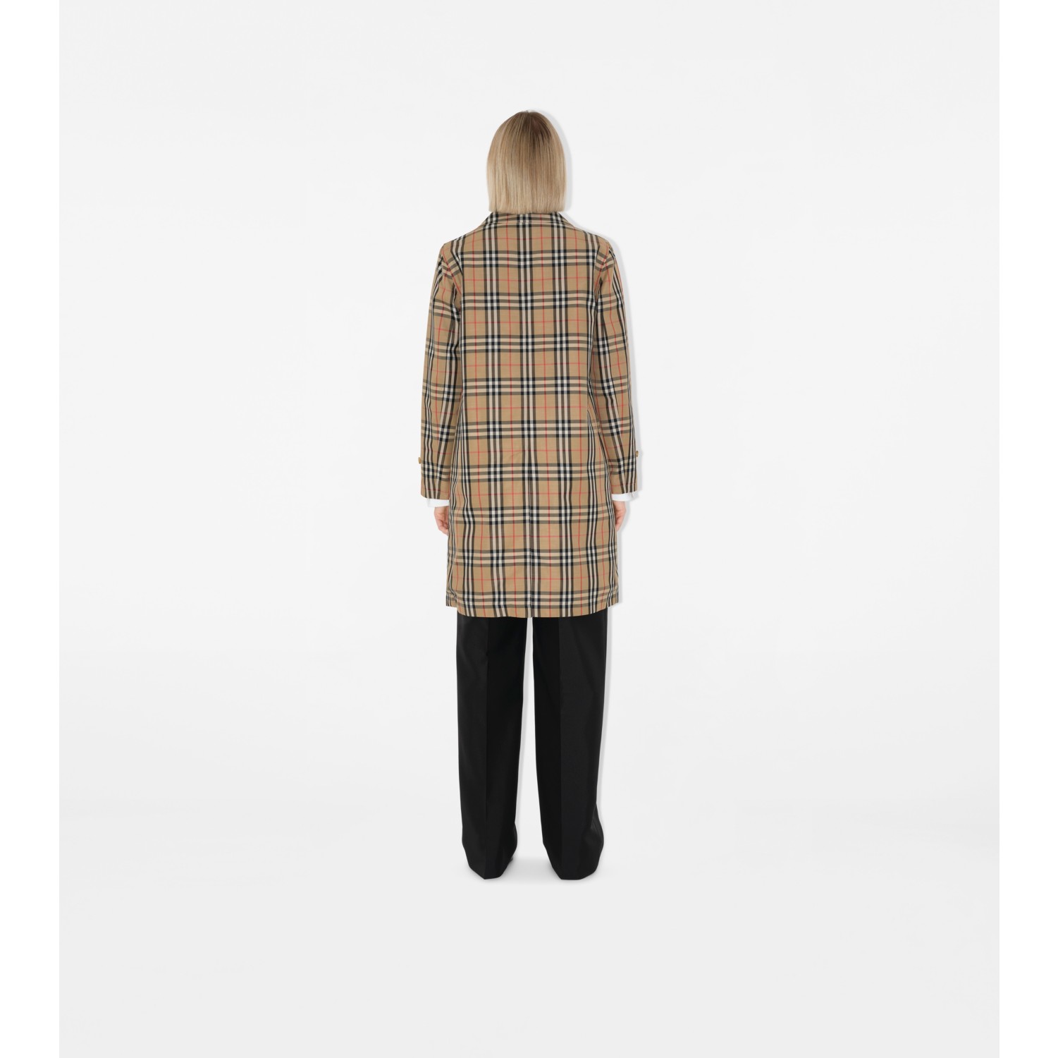 Mid length Reversible Gabardine Car Coat in Honey Women Cotton Gabardine Burberry Official