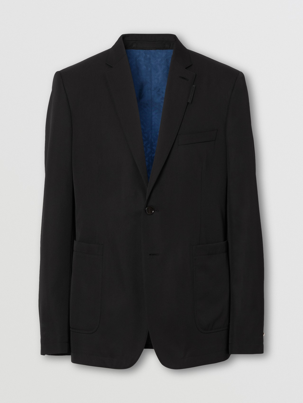 Slim Fit Technical Wool Tailored Jacket in Black