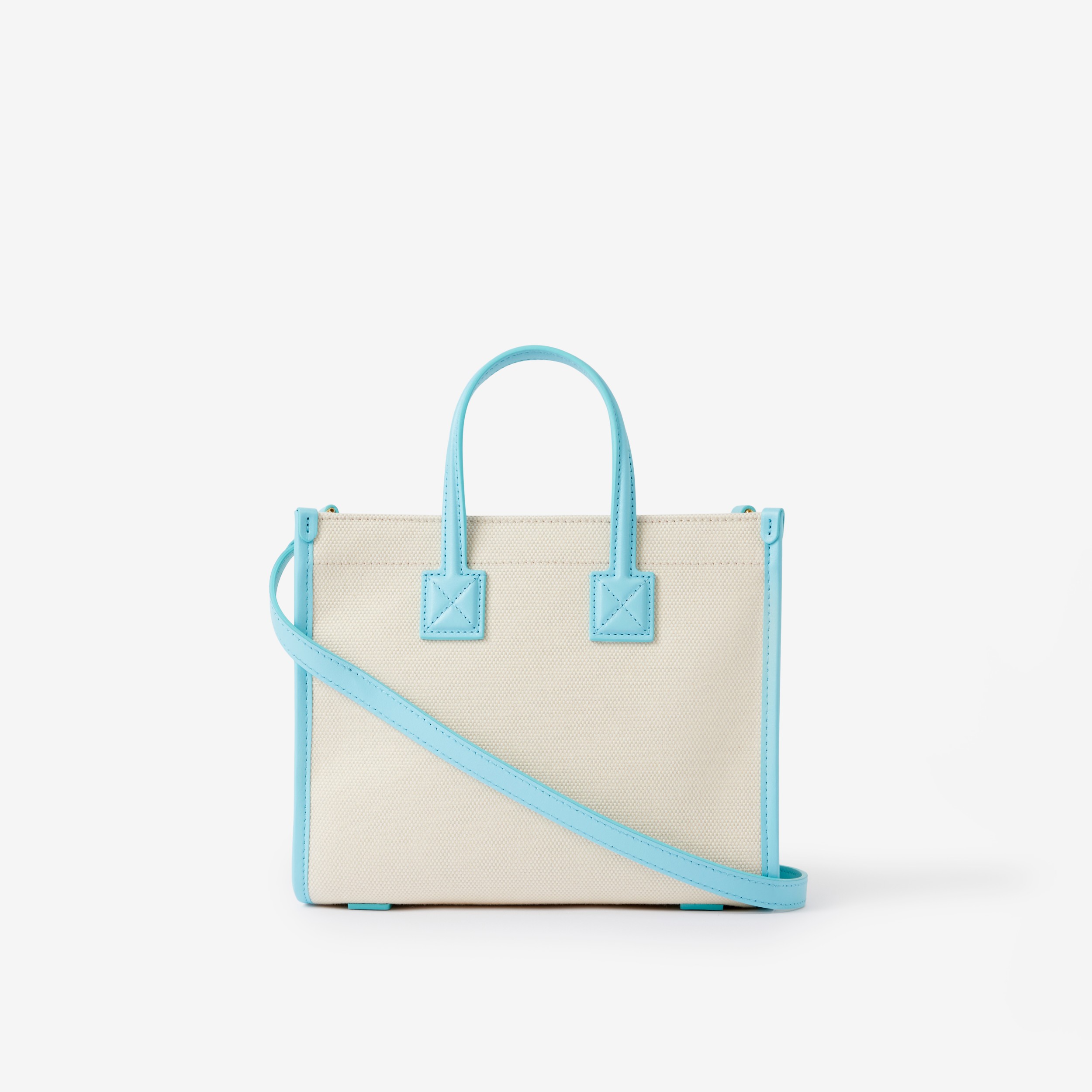 Mini Freya Tote in Natural/cool Sky Blue - Women | Burberry® Official
