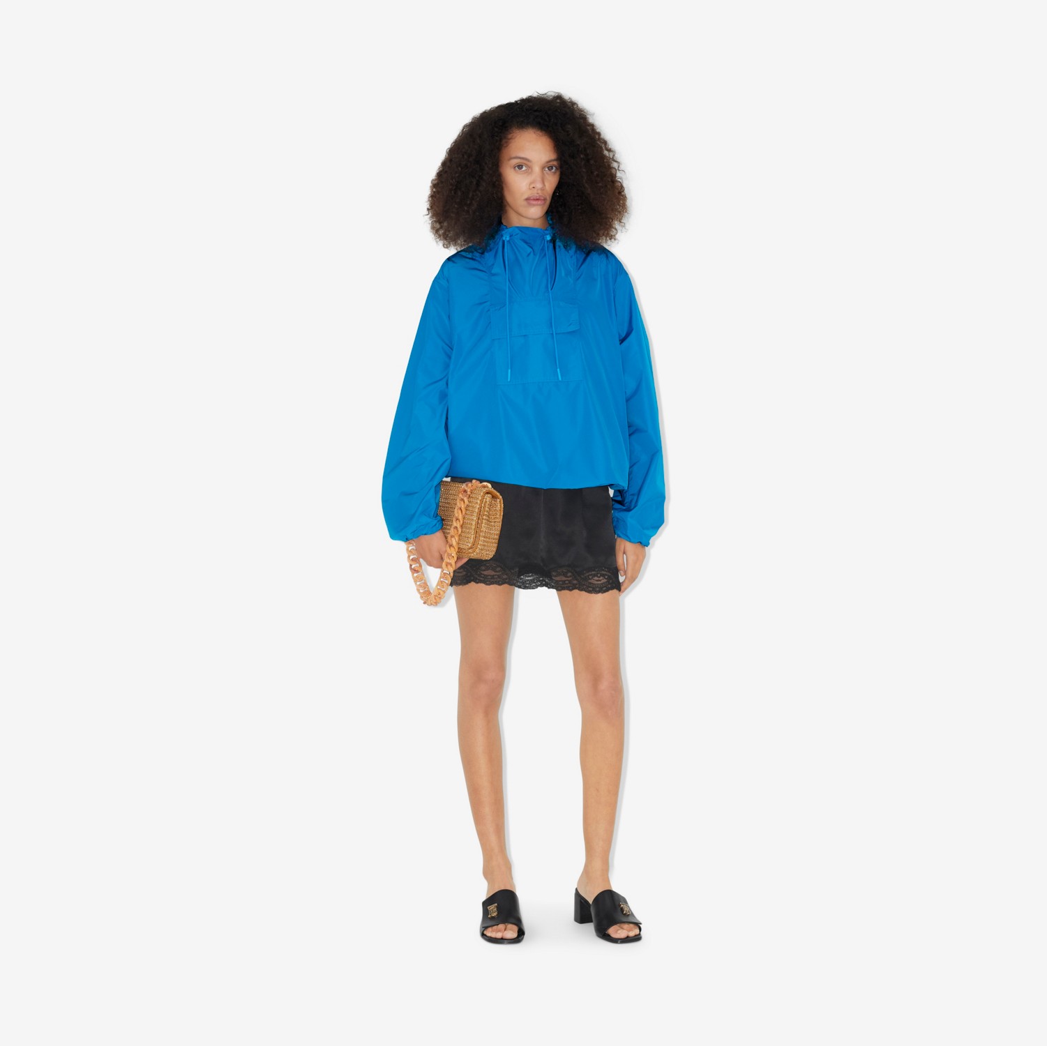 로고 디테일 태피터 오버사이즈 재킷 (비비드 블루) - 여성 | Burberry®