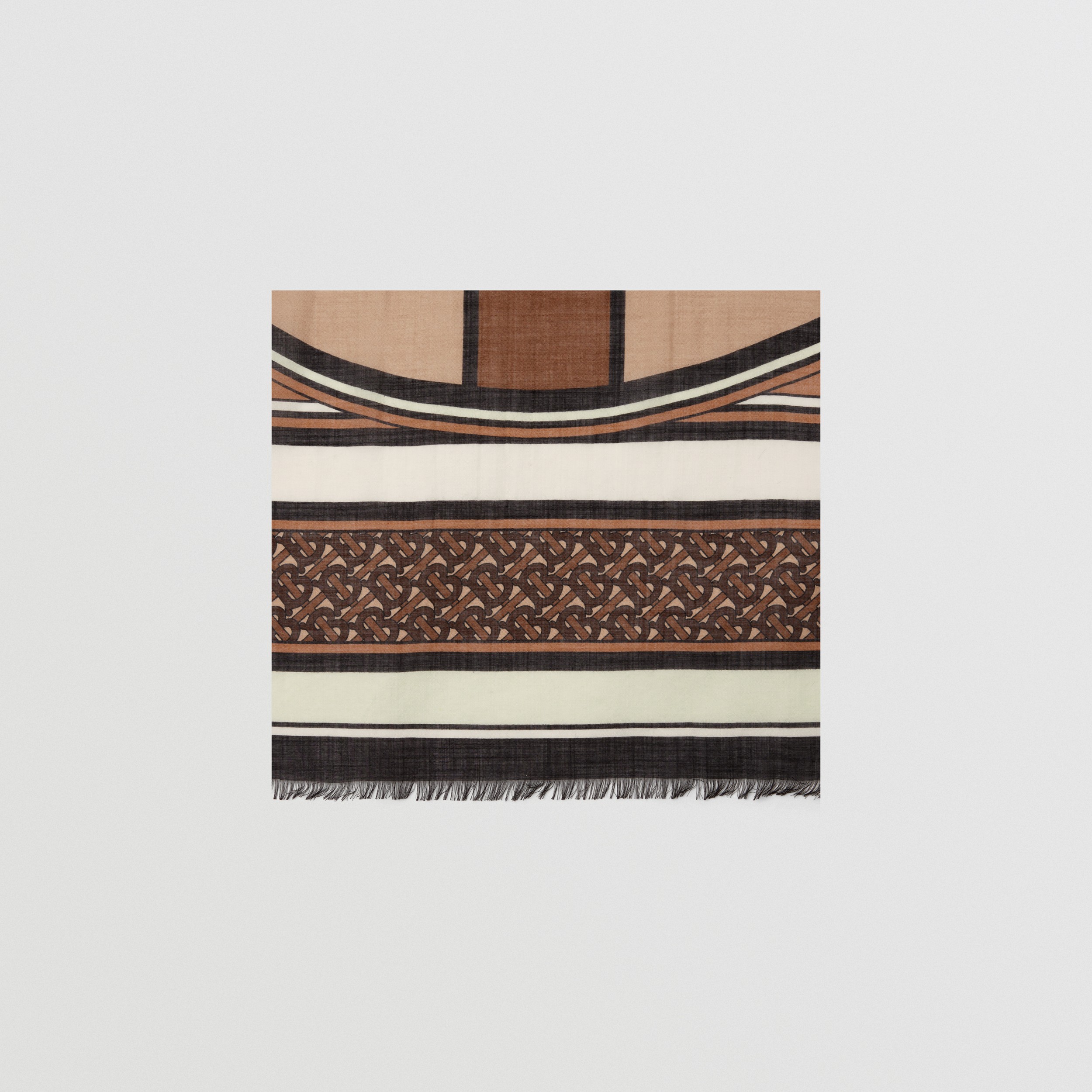 Montage Print Wool Silk Large Square Scarf in Bridle Brown | Burberry® Official - 2