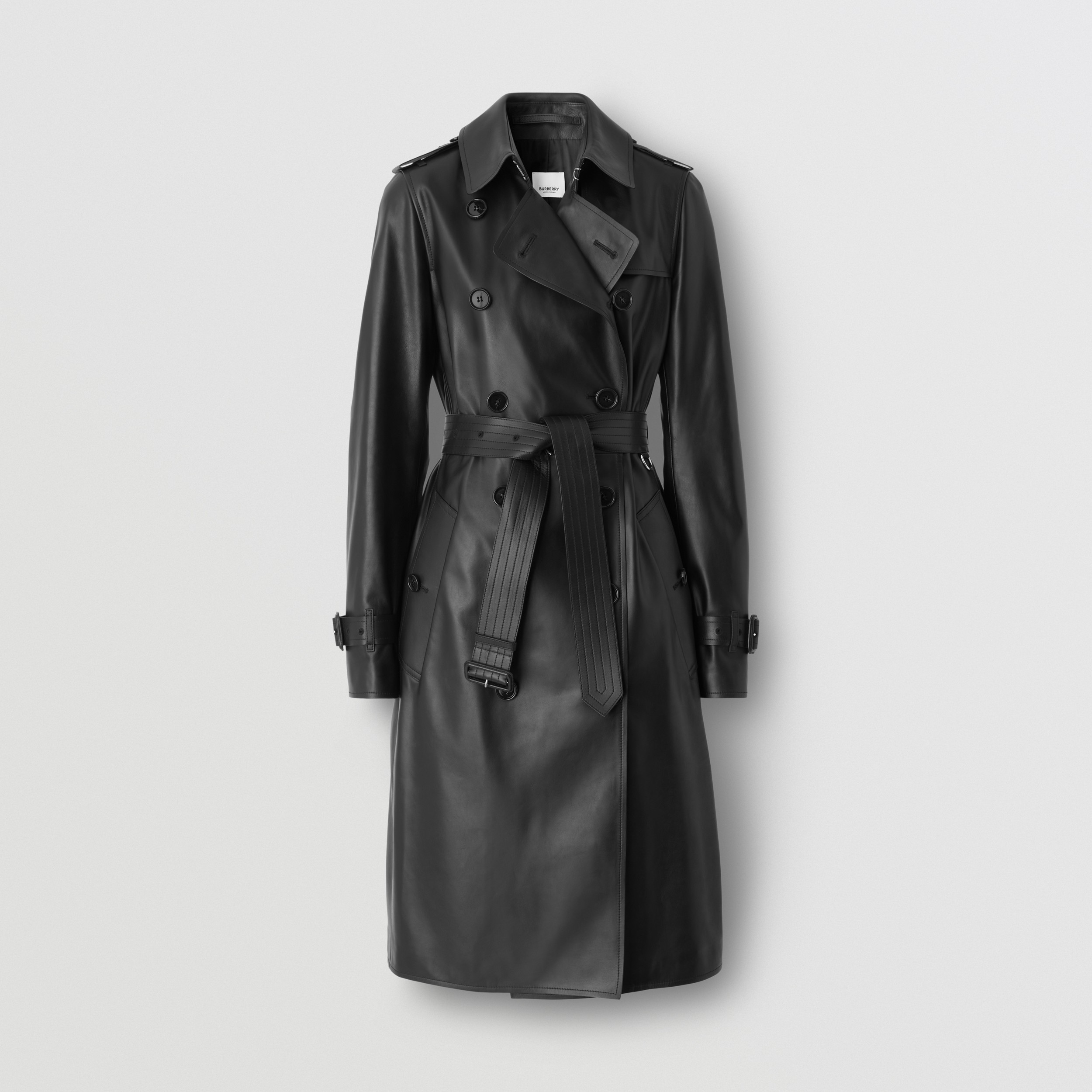 Leather Trench Coat in Black - Women | Burberry® Official - 4