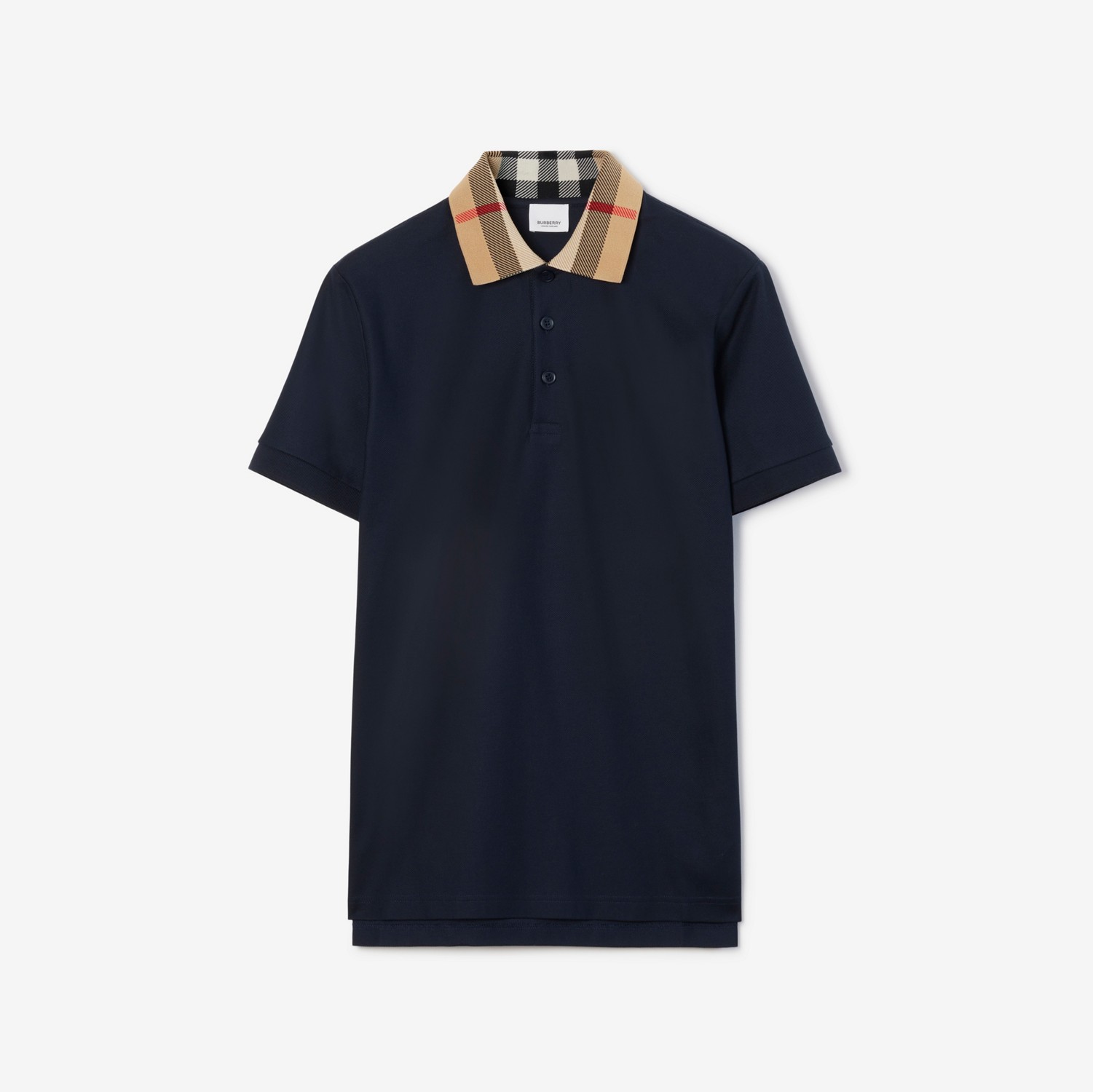 チェックカラー コットンポロシャツ (スモークネイビー) - メンズ | Burberry®公式サイト