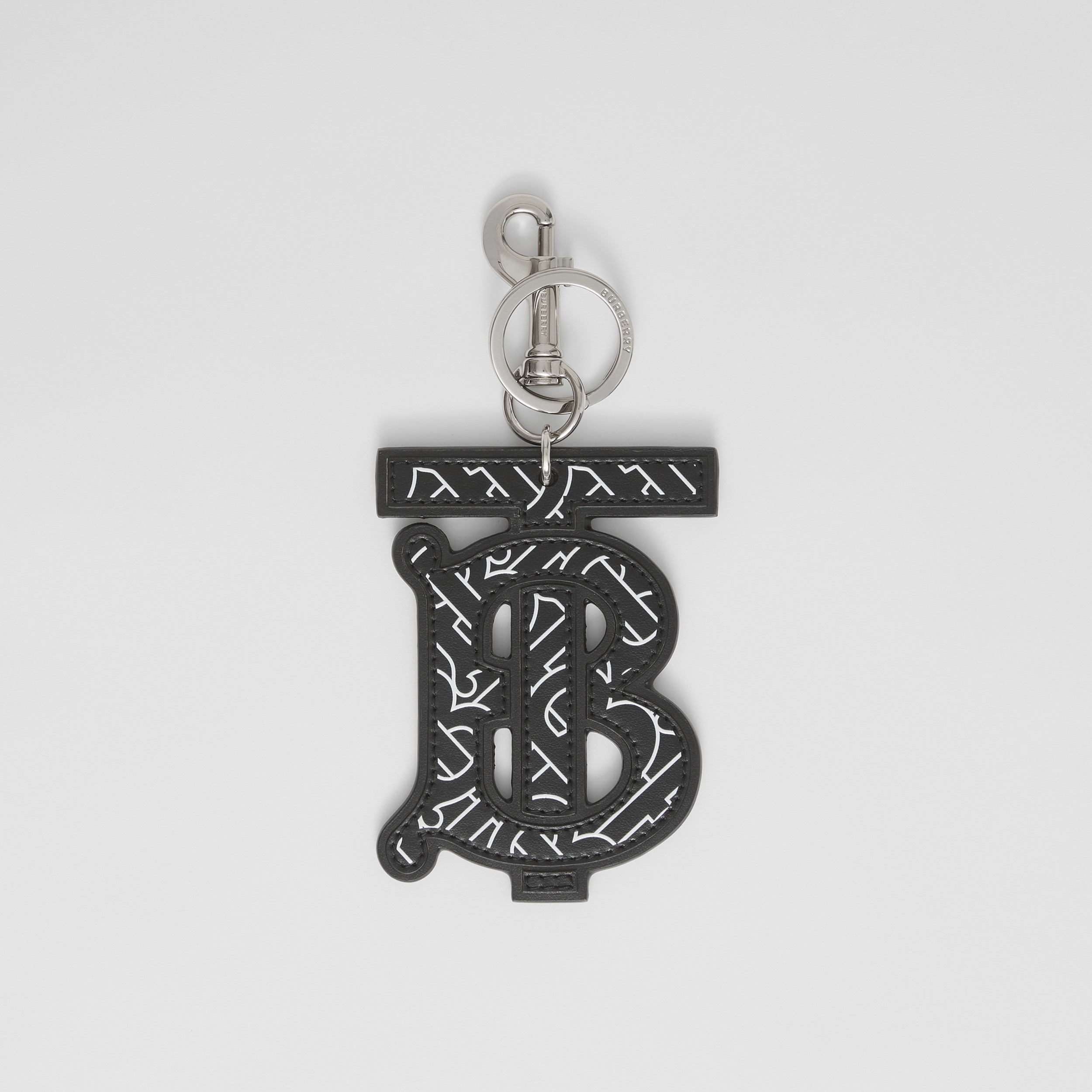 Monogram Motif Leather Key Ring in Black/white - Men | Burberry® Official - 1