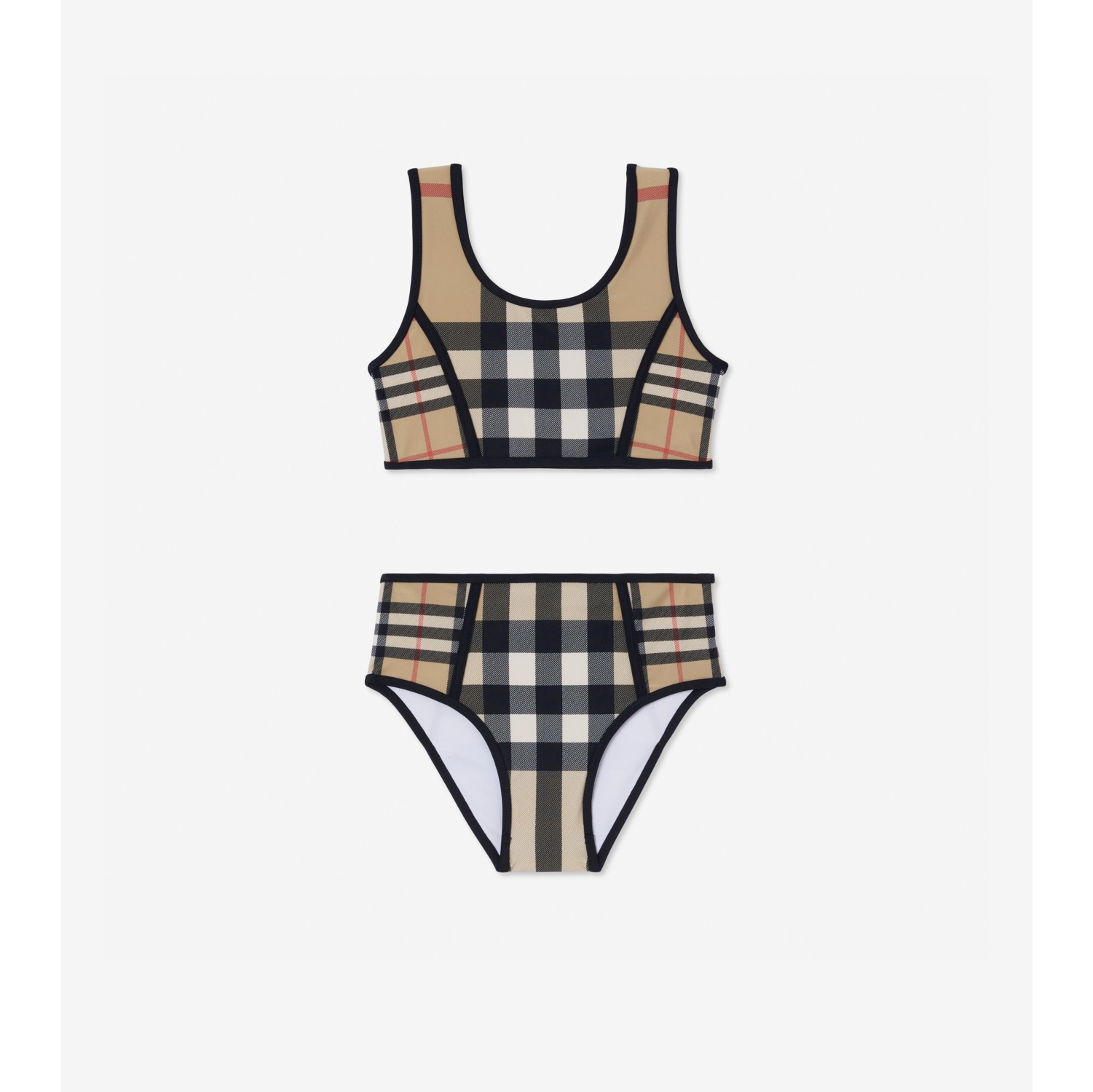 Contrast Check Stretch Nylon Bikini in Archive beige Burberry