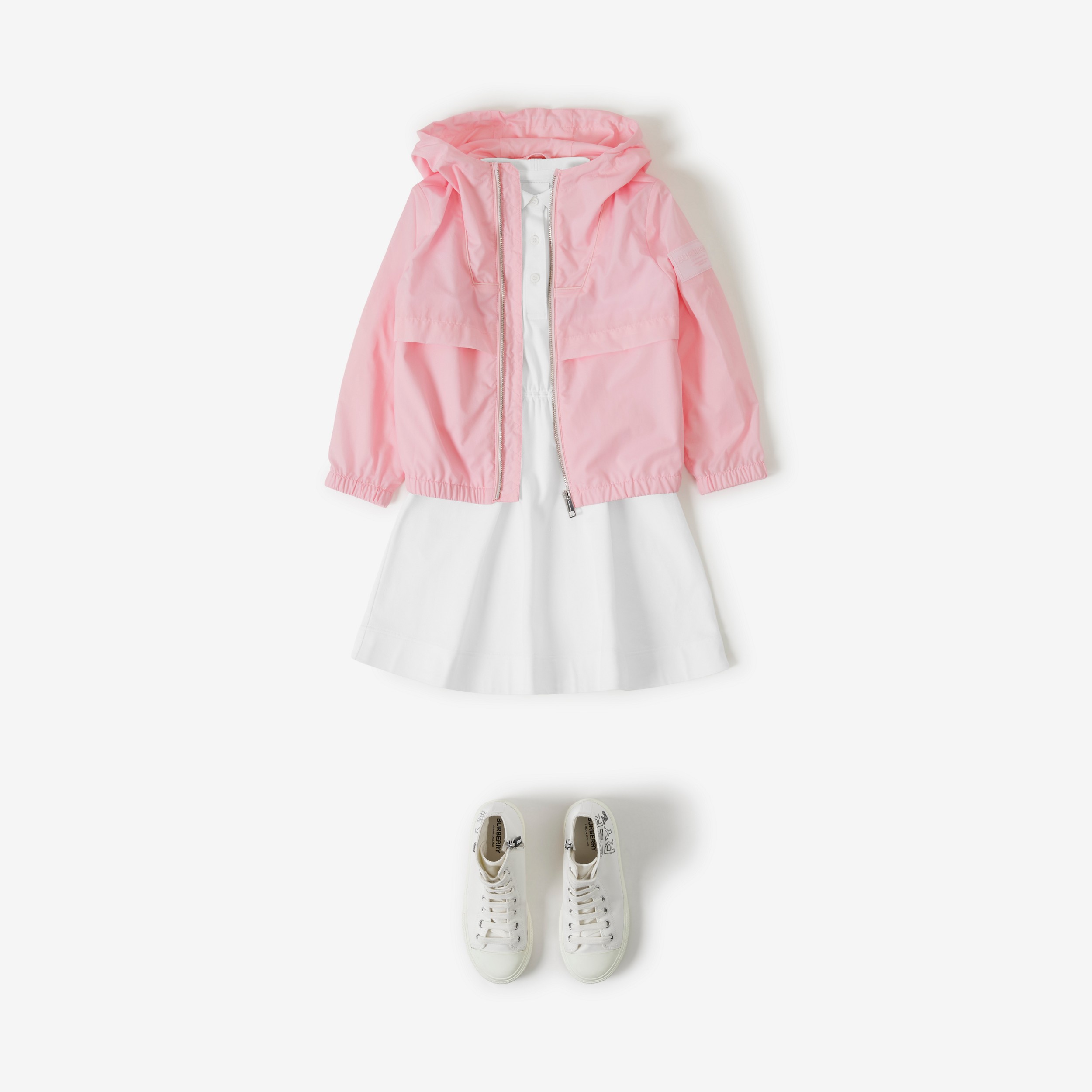 Horseferry Motif Nylon Blend Hooded Jacket in Pale Candy Pink | Burberry® Official - 3