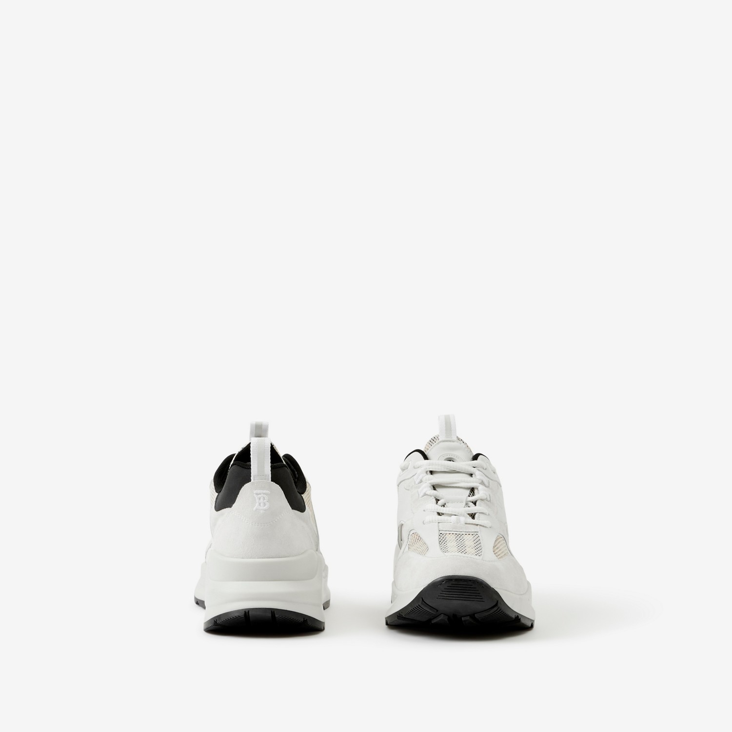 Sneaker in tessuto a rete, pelle scamosciata e cotone Check (Beige Archivio/bianco) - Uomo | Sito ufficiale Burberry®