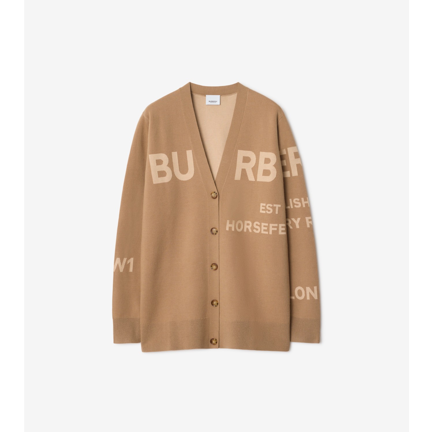 Horseferry Silk Wool Blend Cardigan in Camel - Women | Burberry® Official
